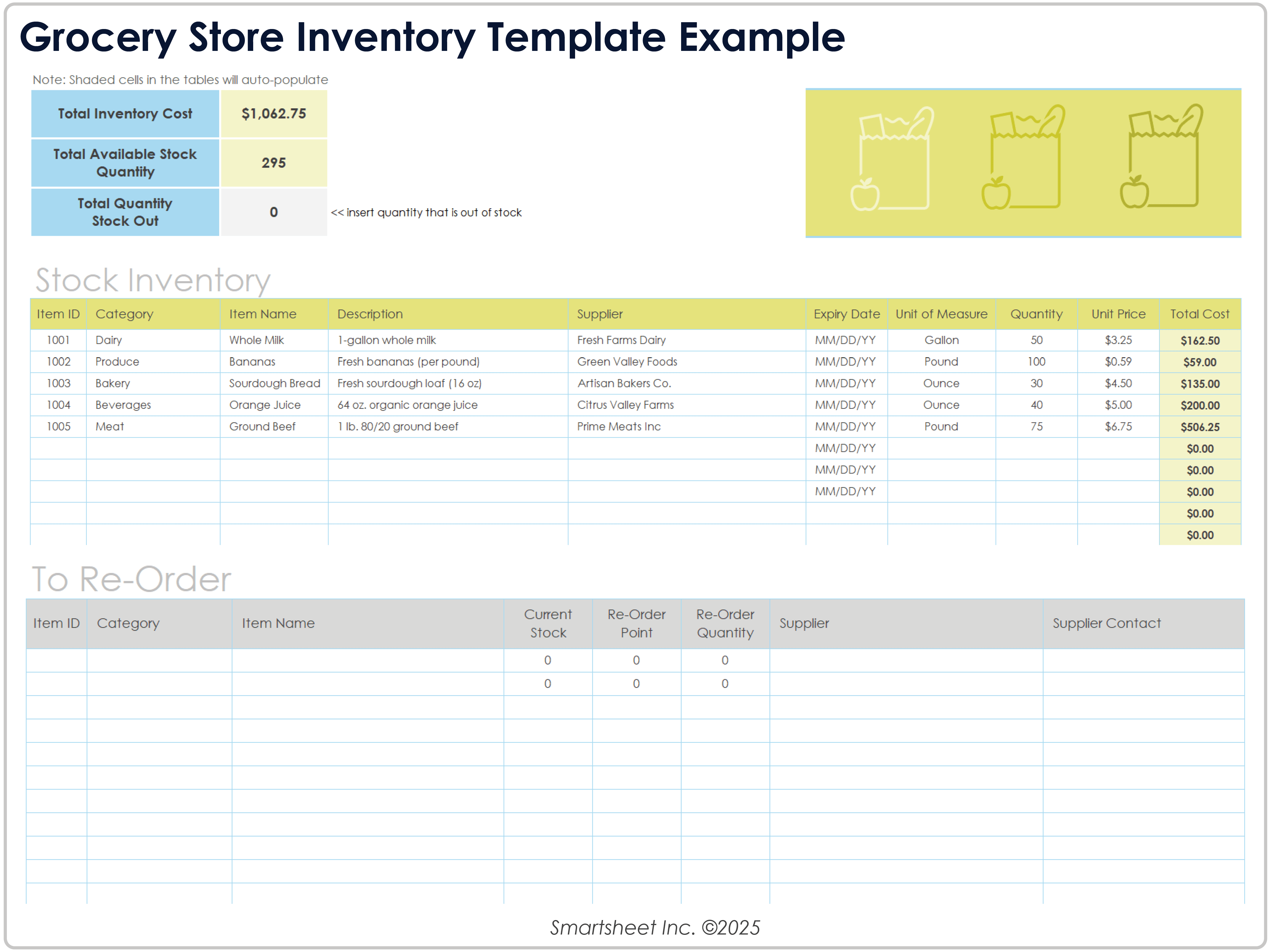 Grocery Store Inventory Template Example