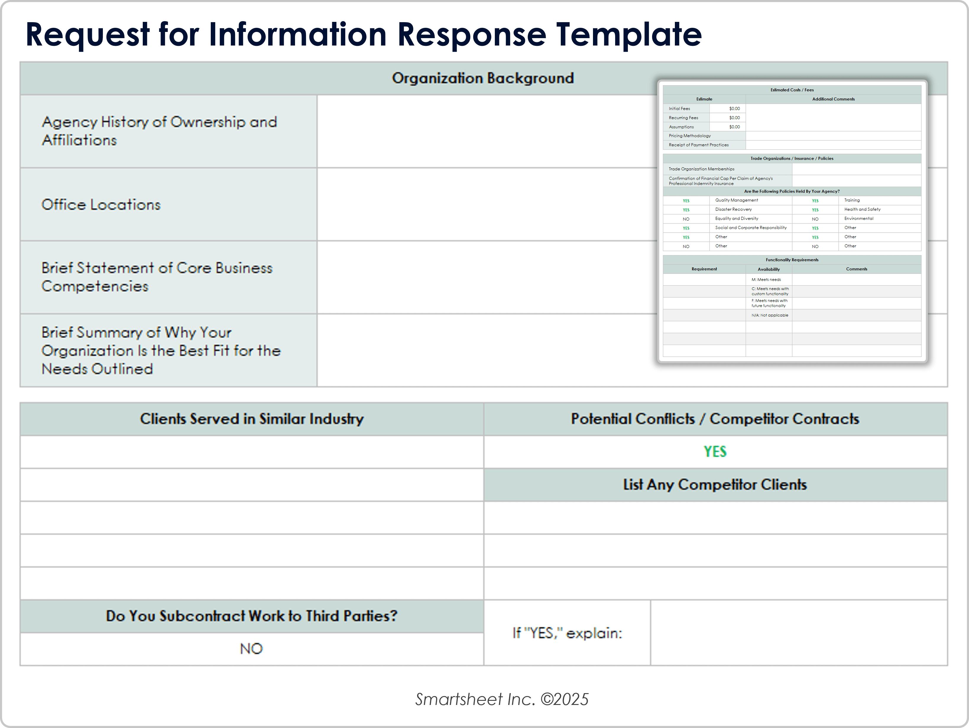 Request for Information Response Template