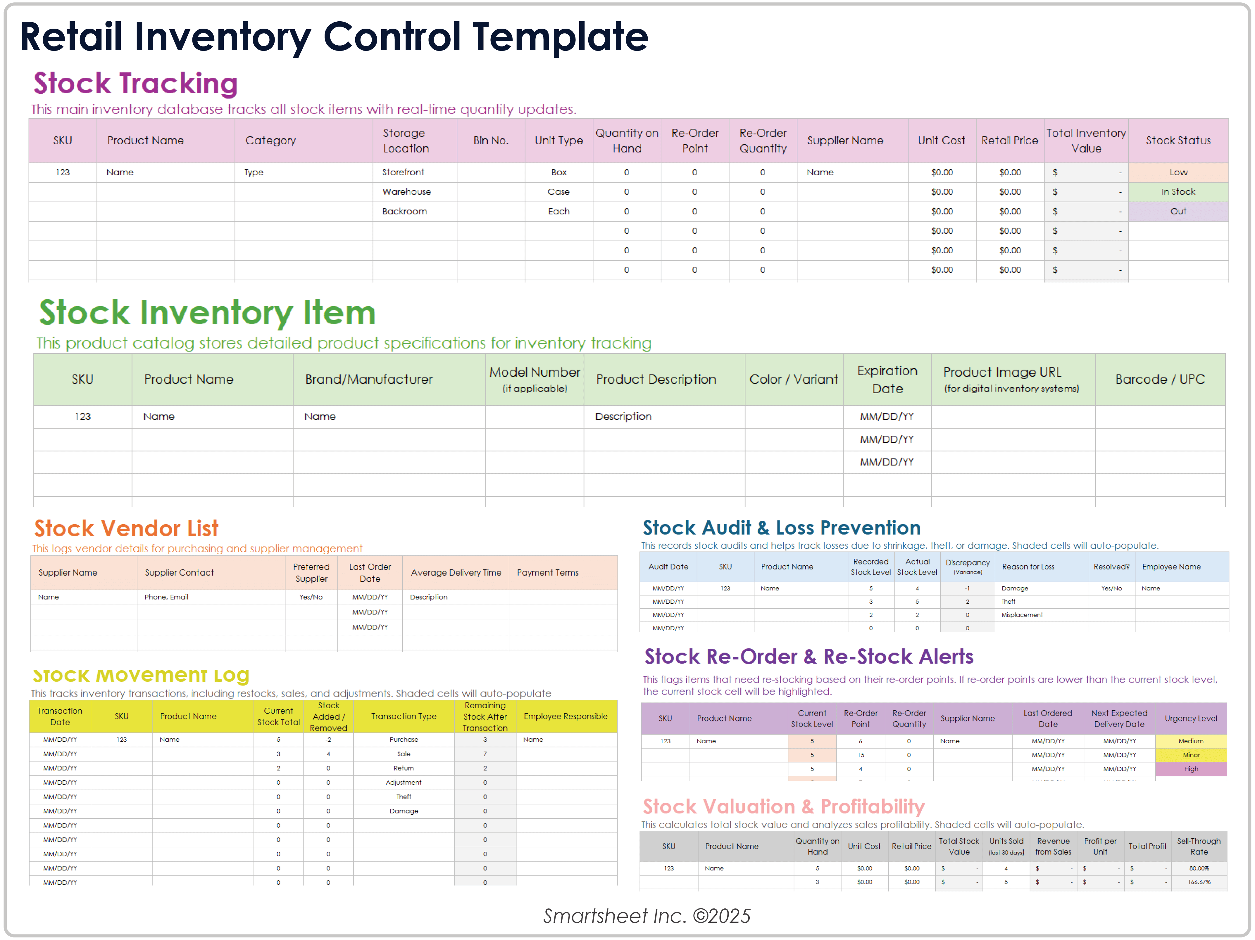 Retail Inventory Control Template