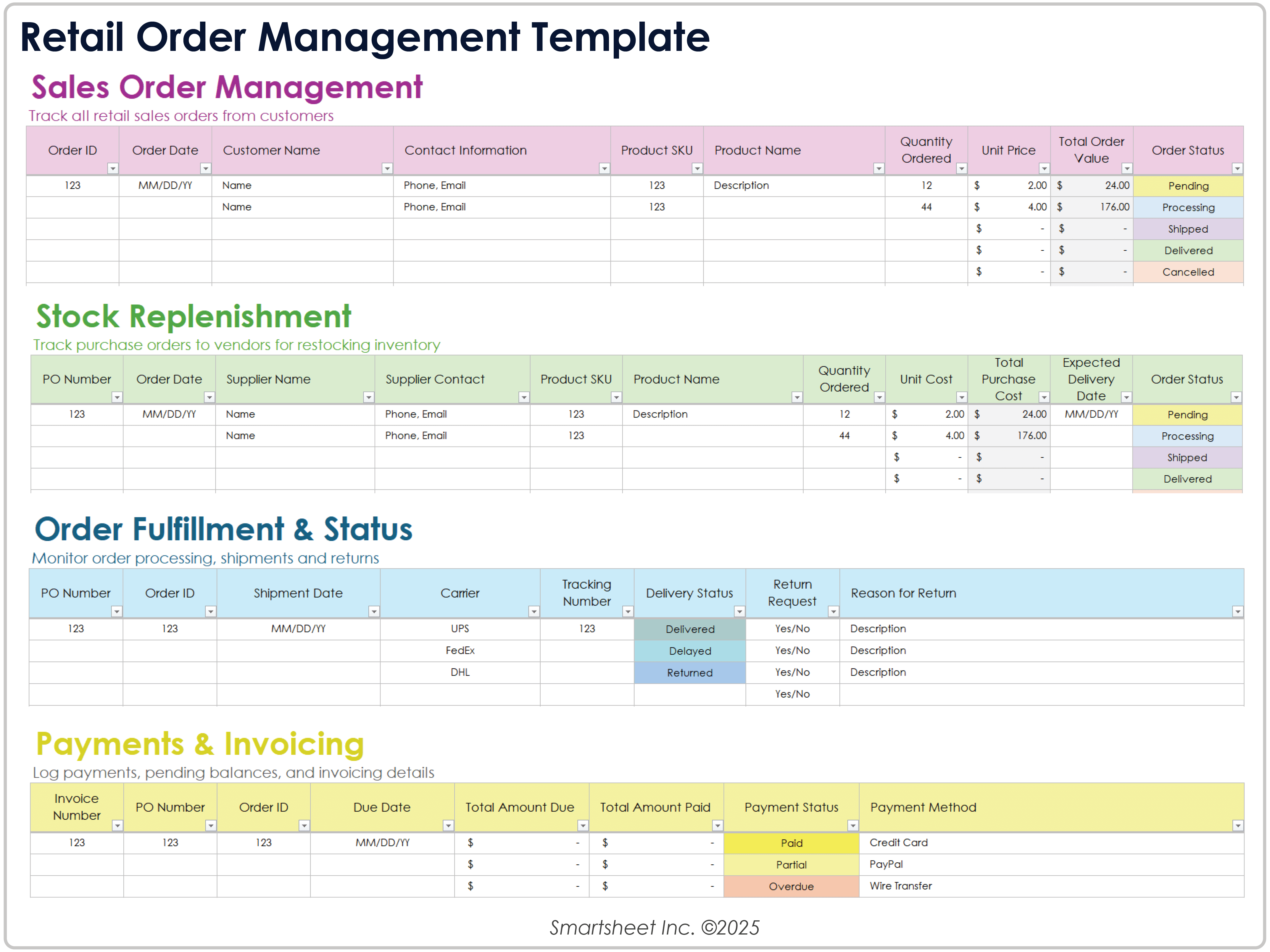 Retail Order Management Template