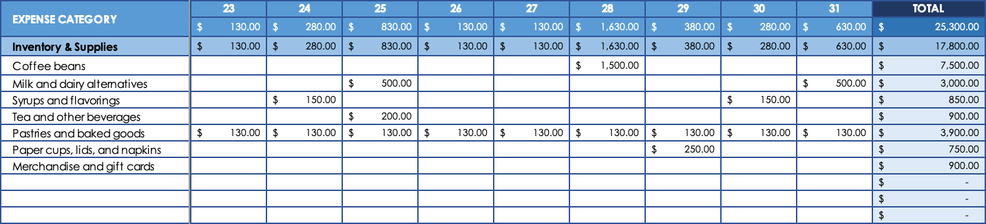 Small Business Expenses in Excel 6