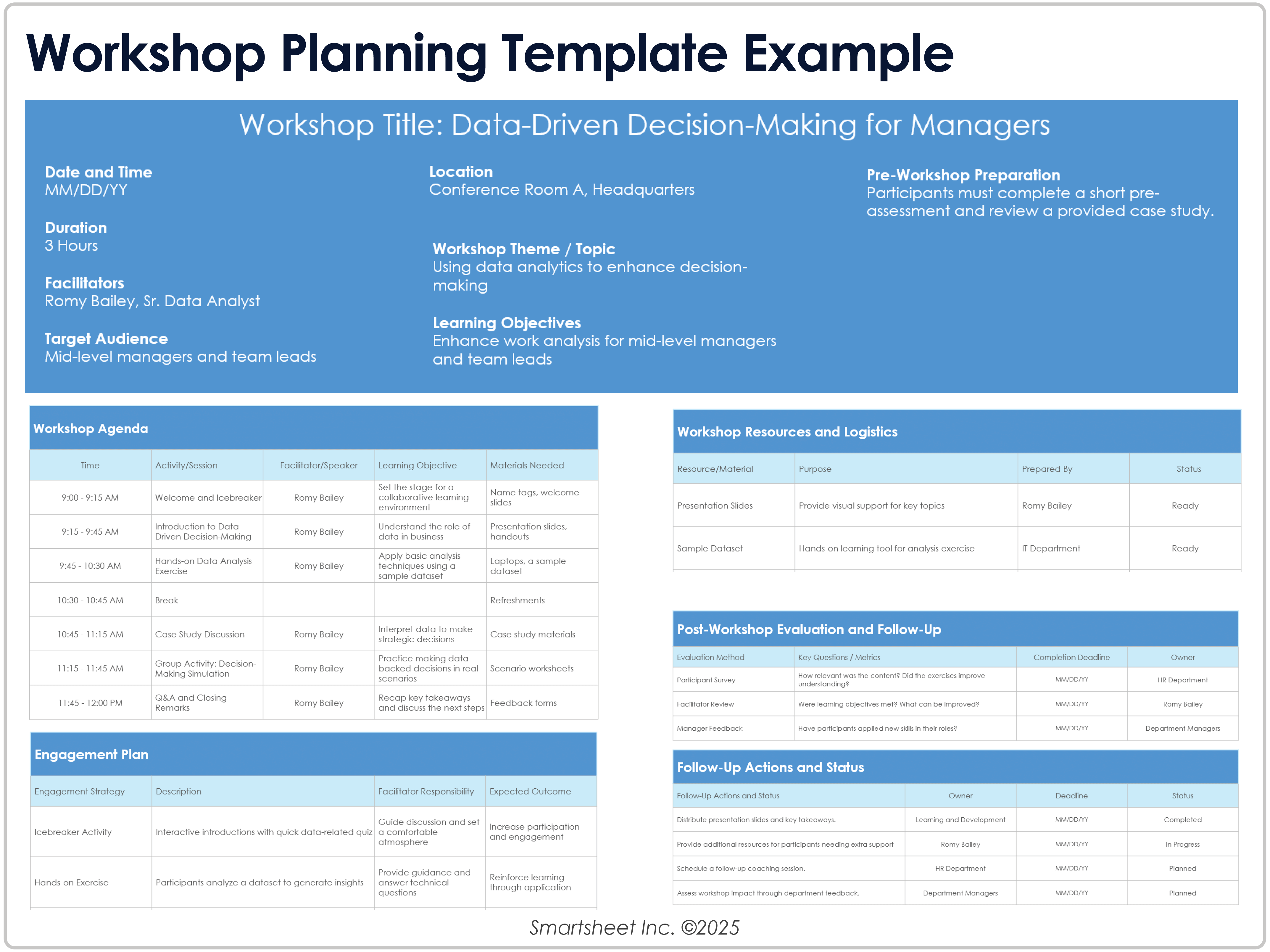 Workshop Planning Template Example
