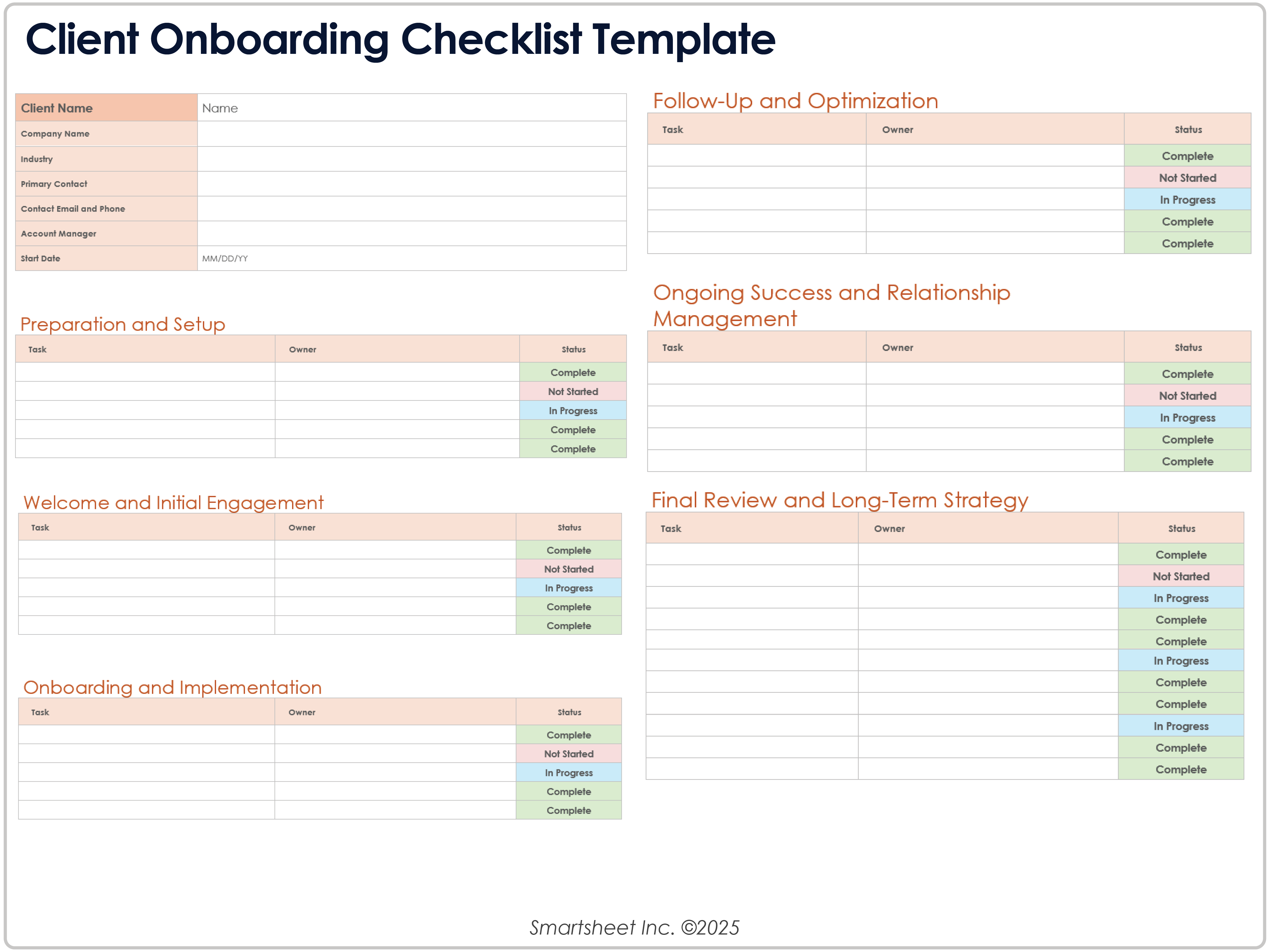Client Onboarding Checklist 8779 Template