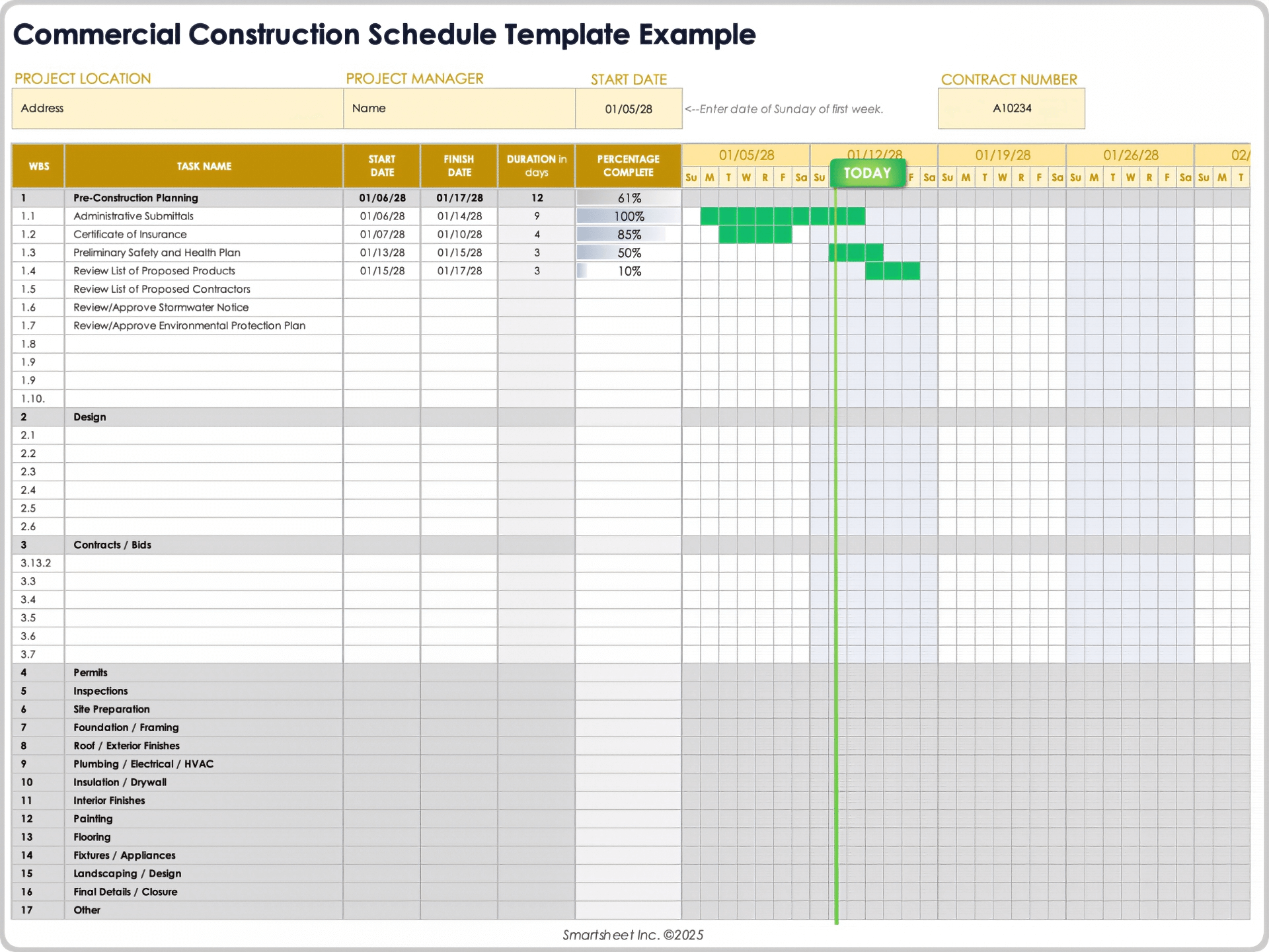 Commercial Construction Schedule Template Example
