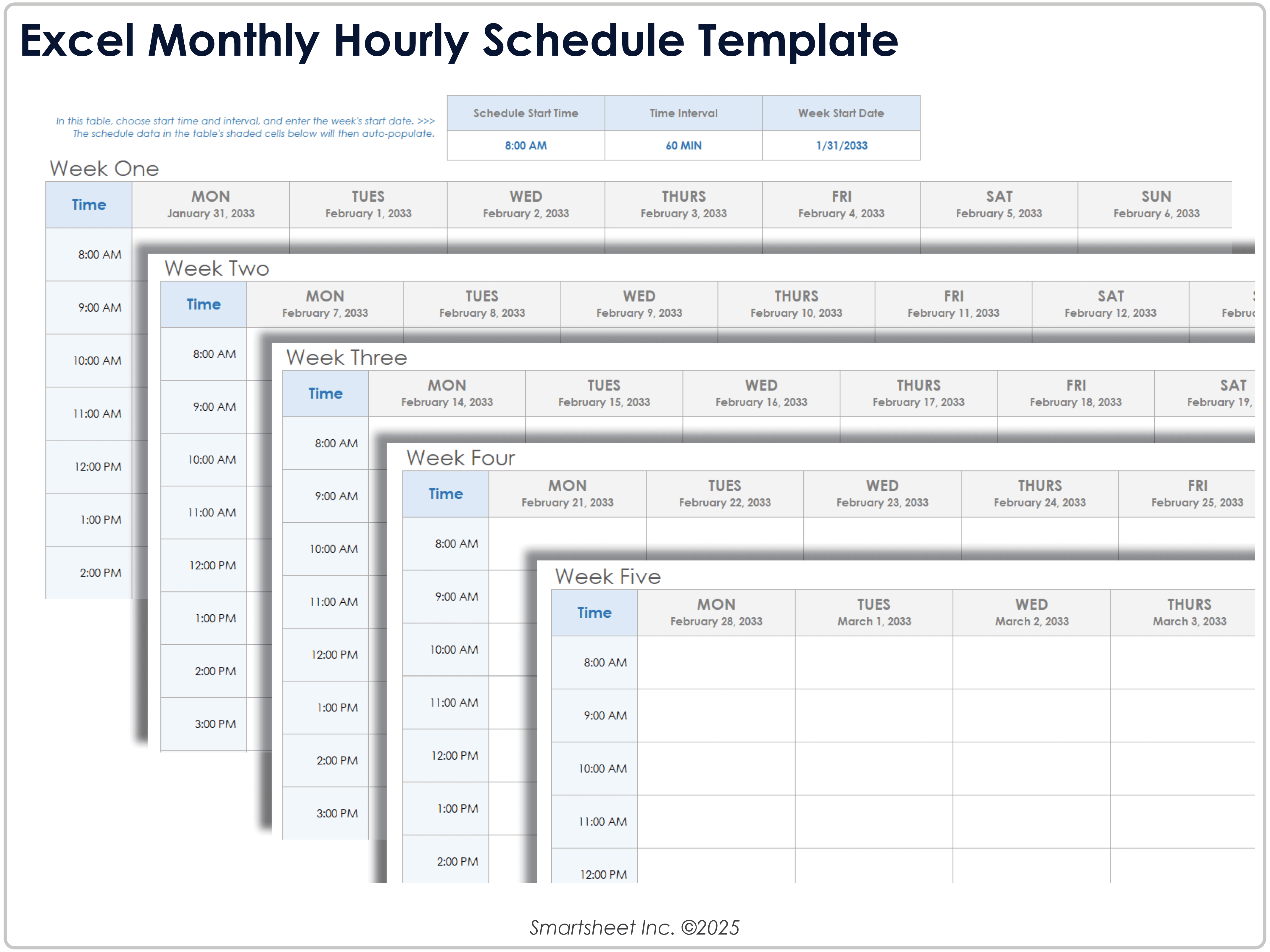 Excel Monthly Hourly Schedule Template