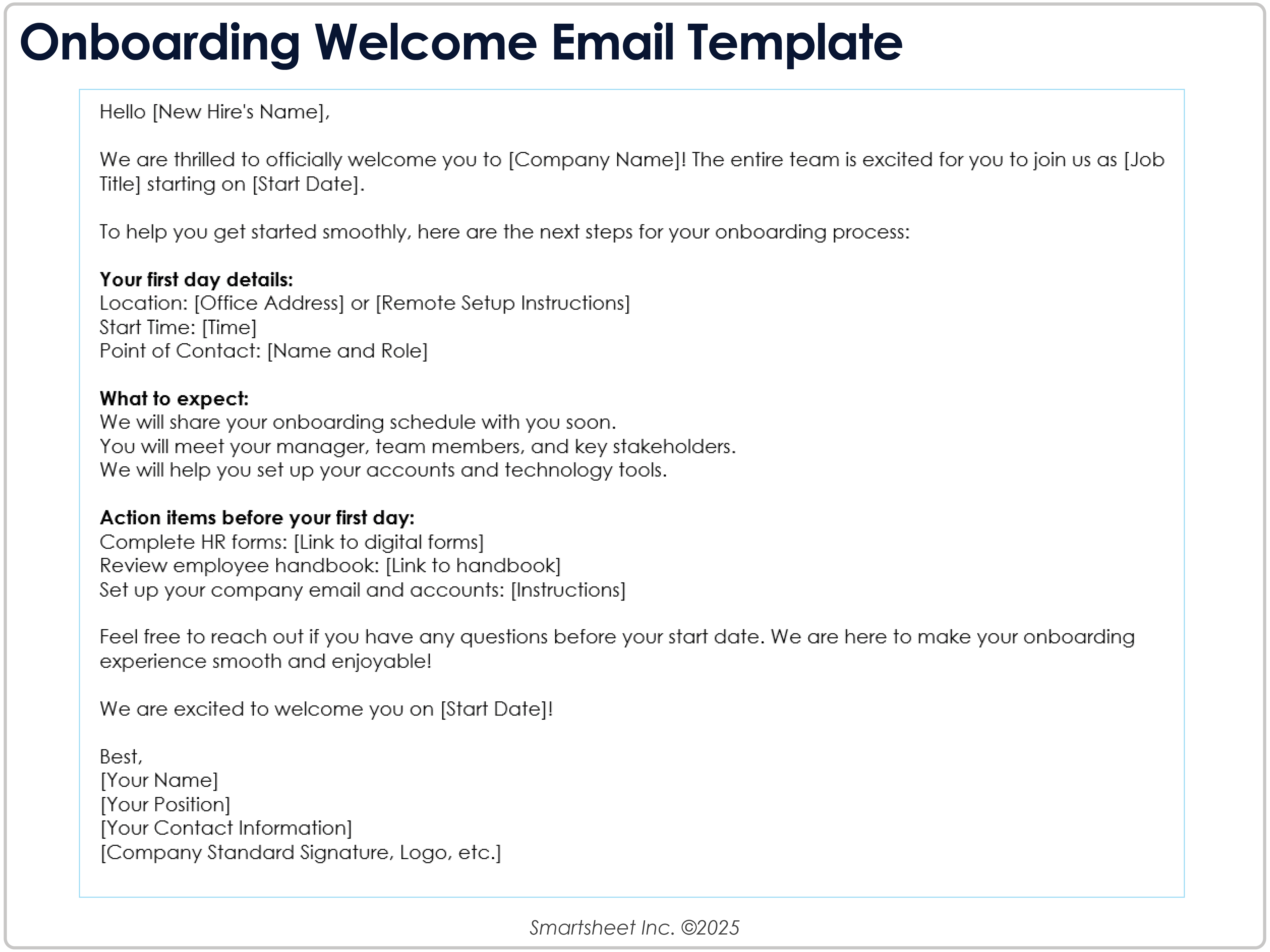 Onboard Welcome Email 8779 Template