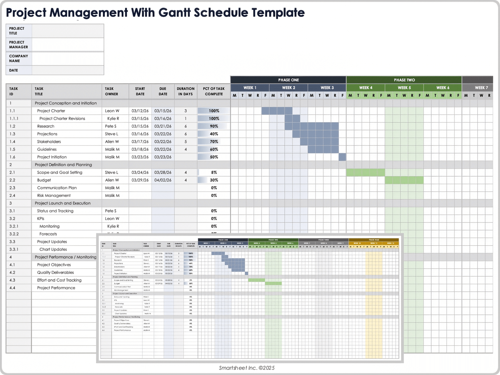 Project Management with Gantt Schedule Template