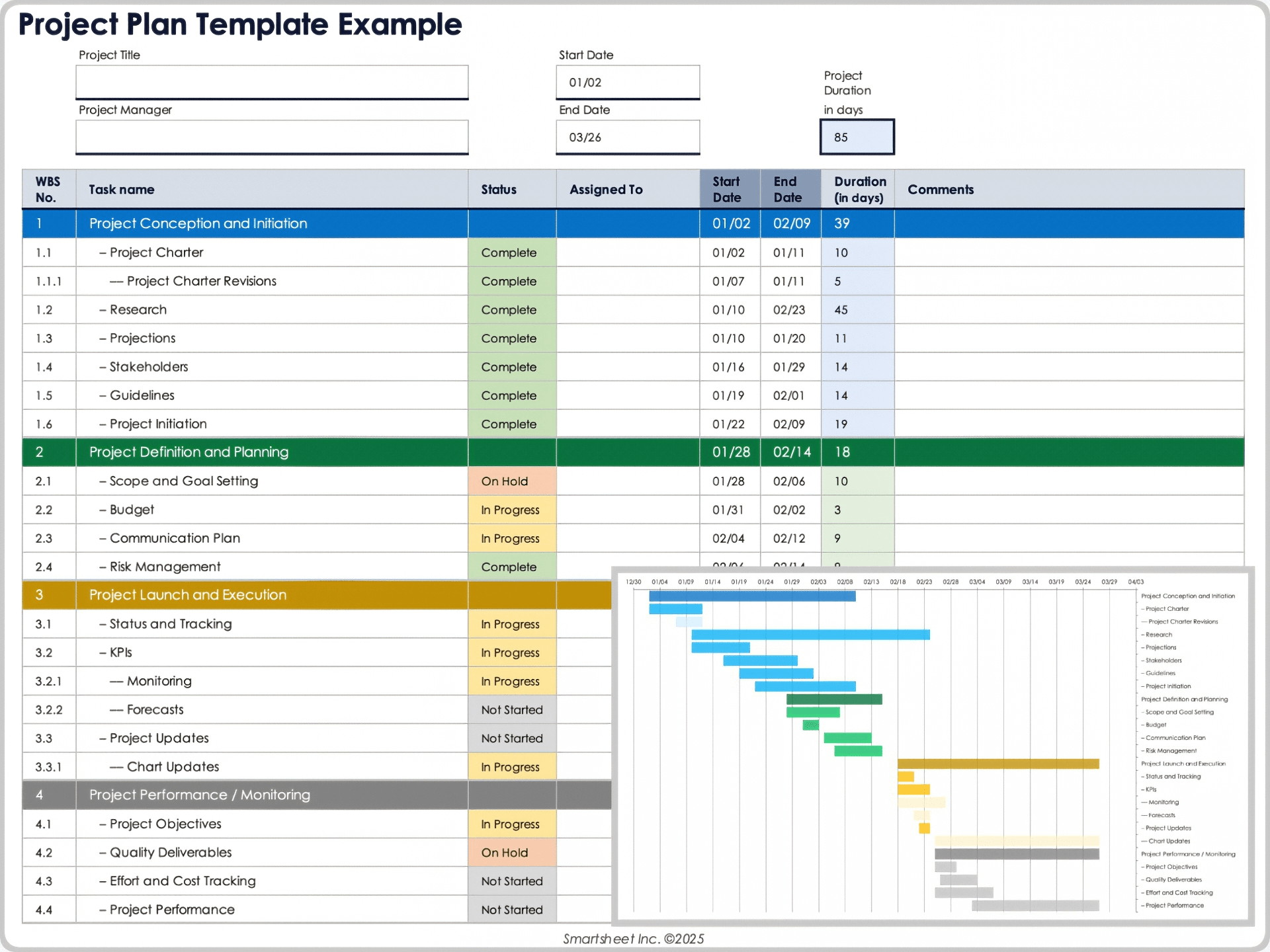 Project Plan Template Example