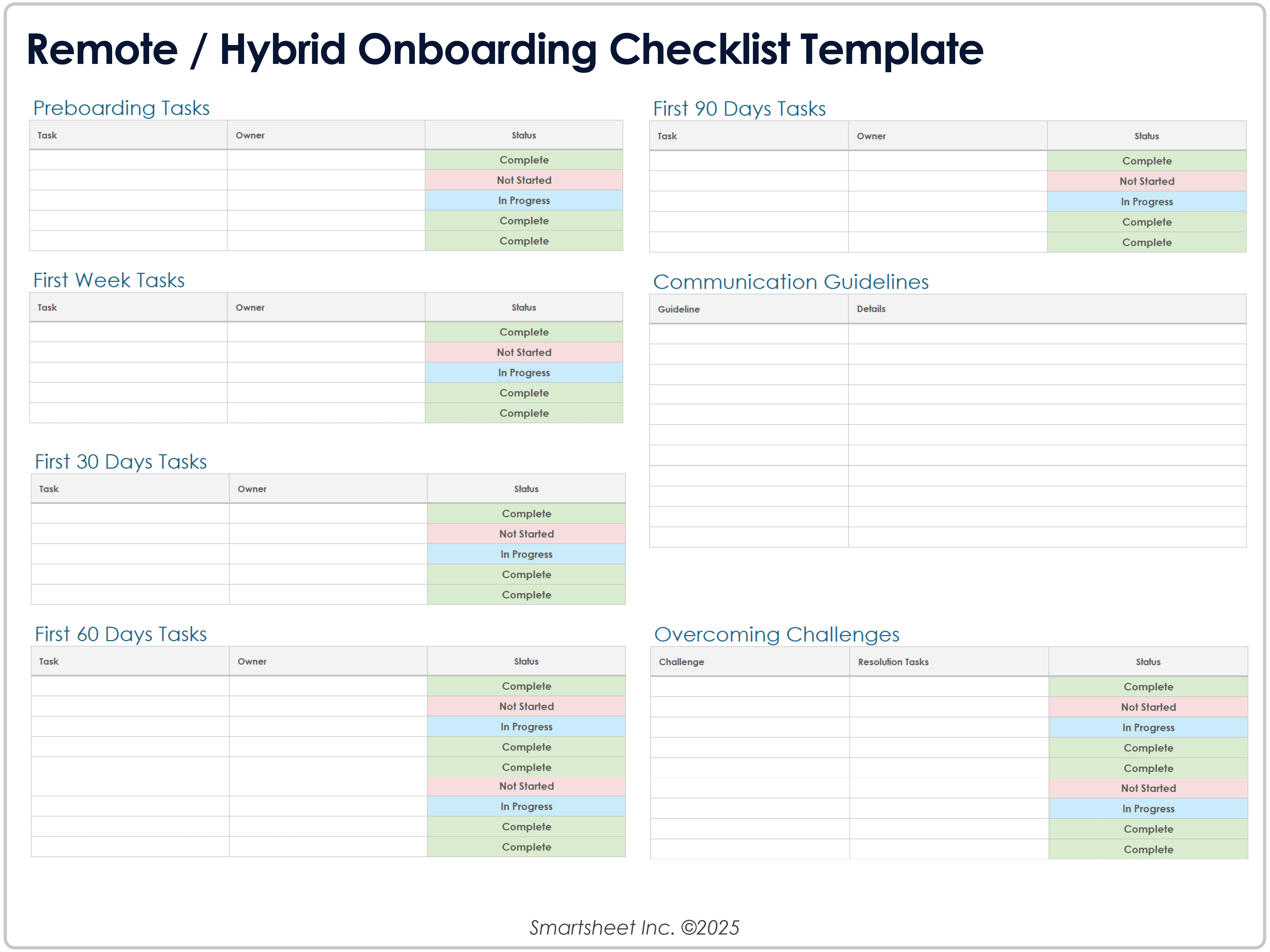 Remote Hybrid Onboarding Checklist 8779 Template