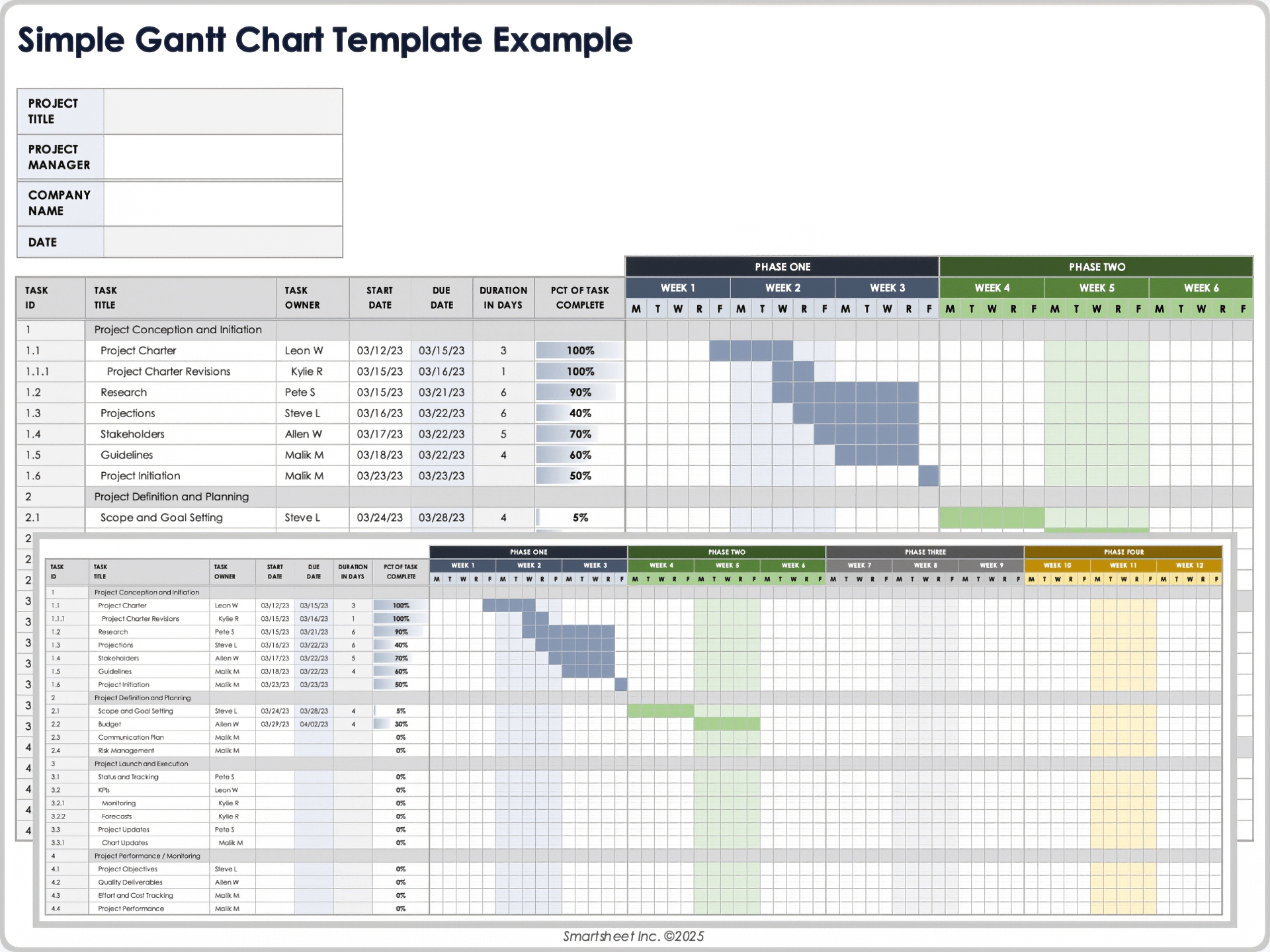 Simple Gantt Chart Template Example