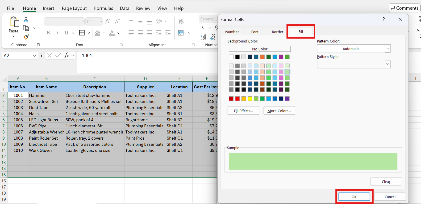 choose fill color