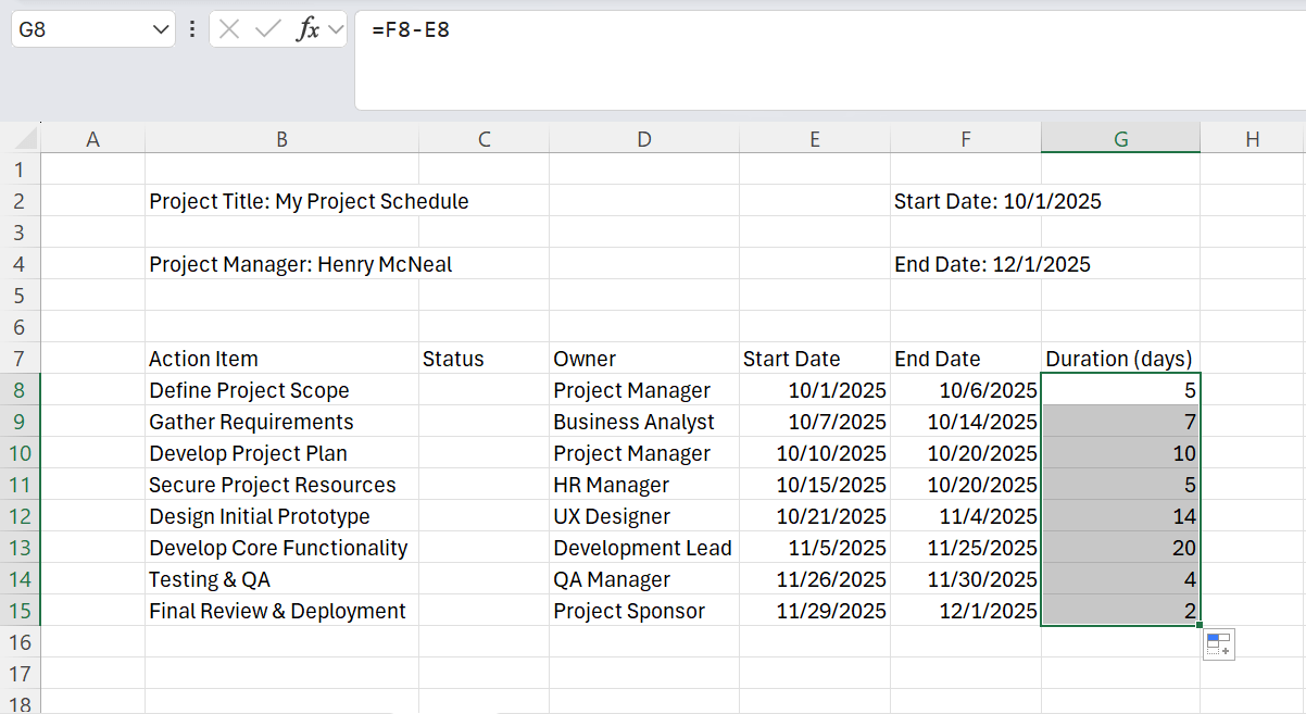 click and drag duration formula