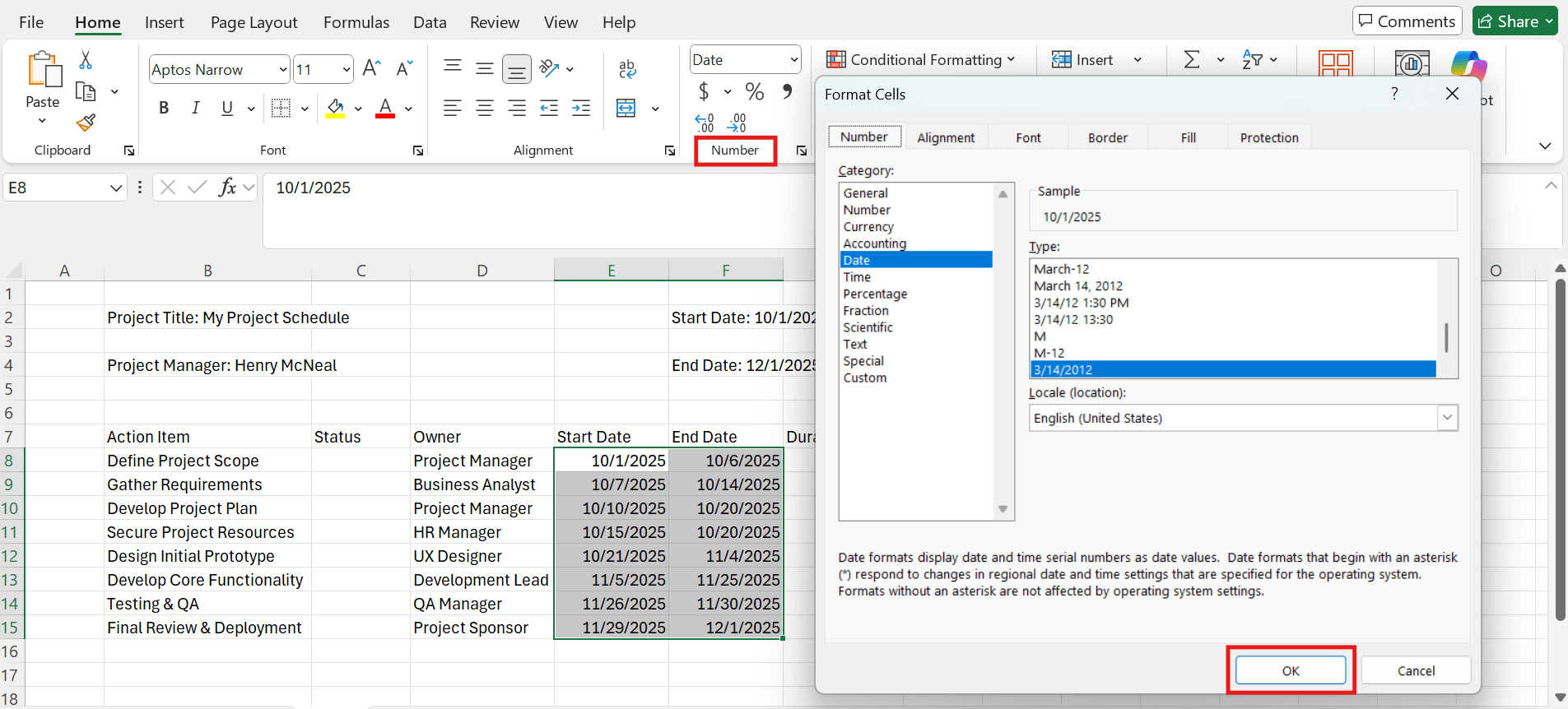 format date columns