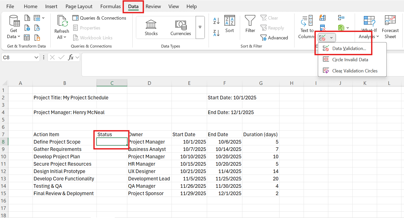select data validation