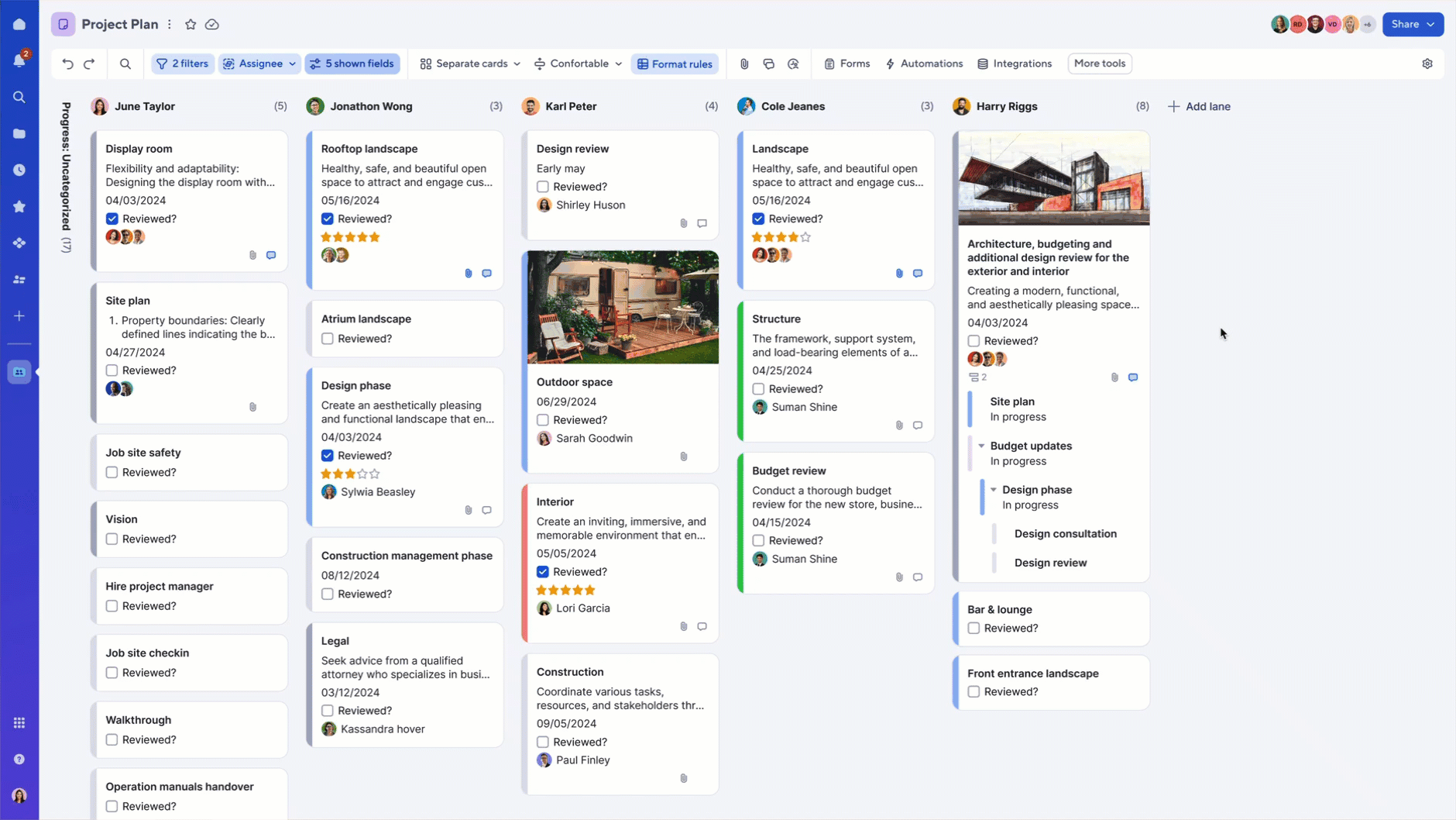 checking checkbox directly on card in board view
