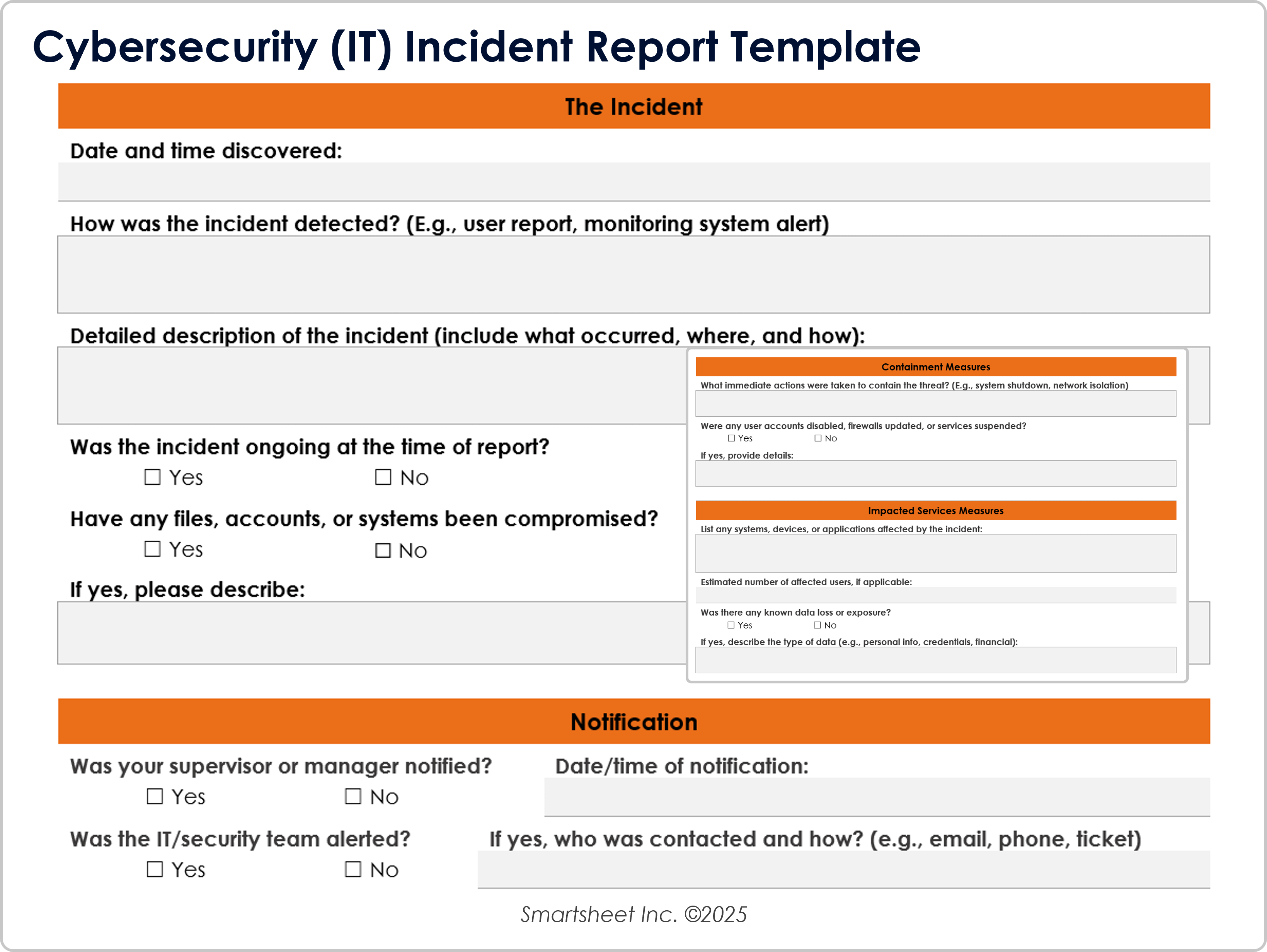 Cyber Security IT Incident Report Template