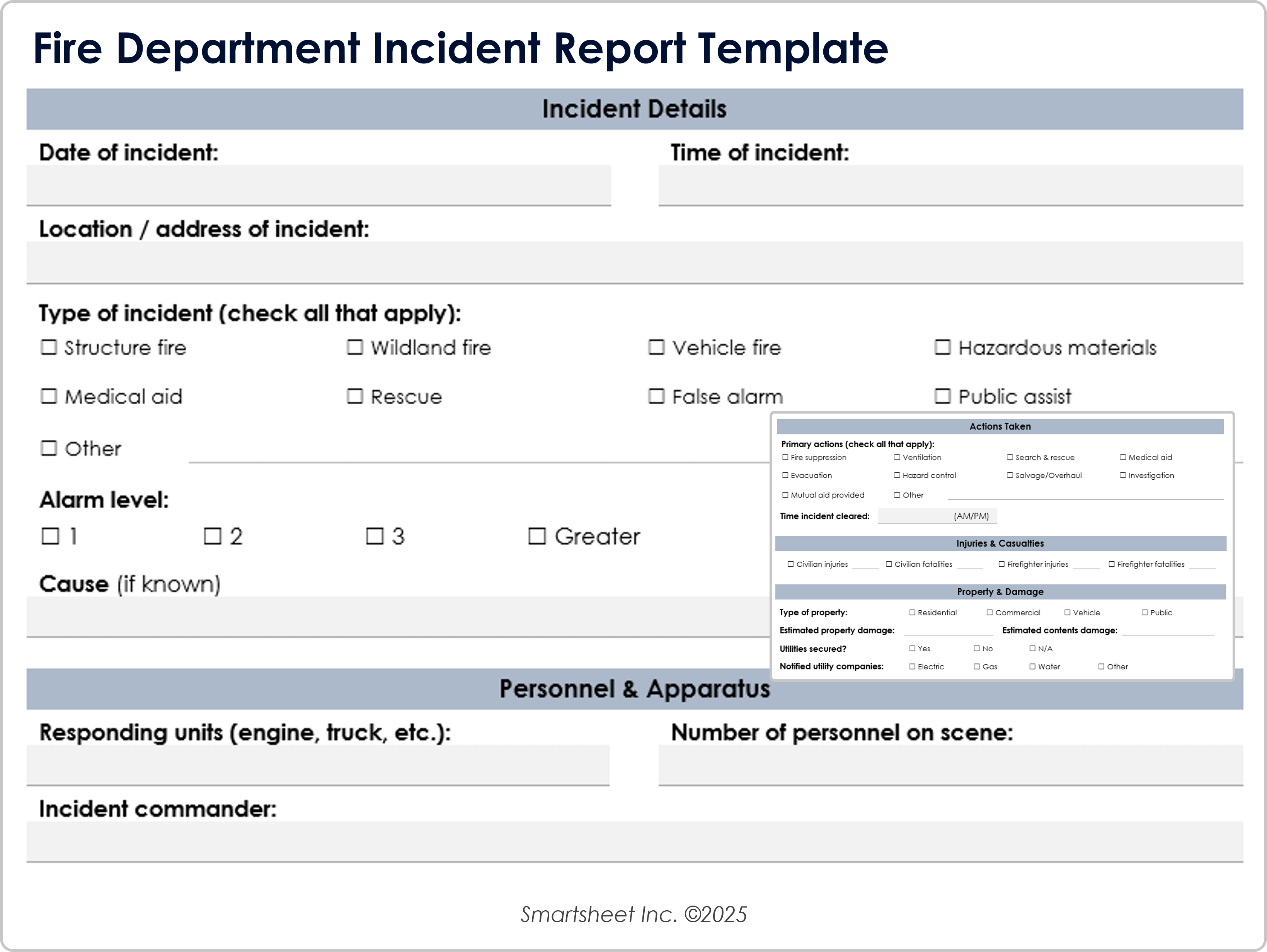 Fire Department Incident Report Template