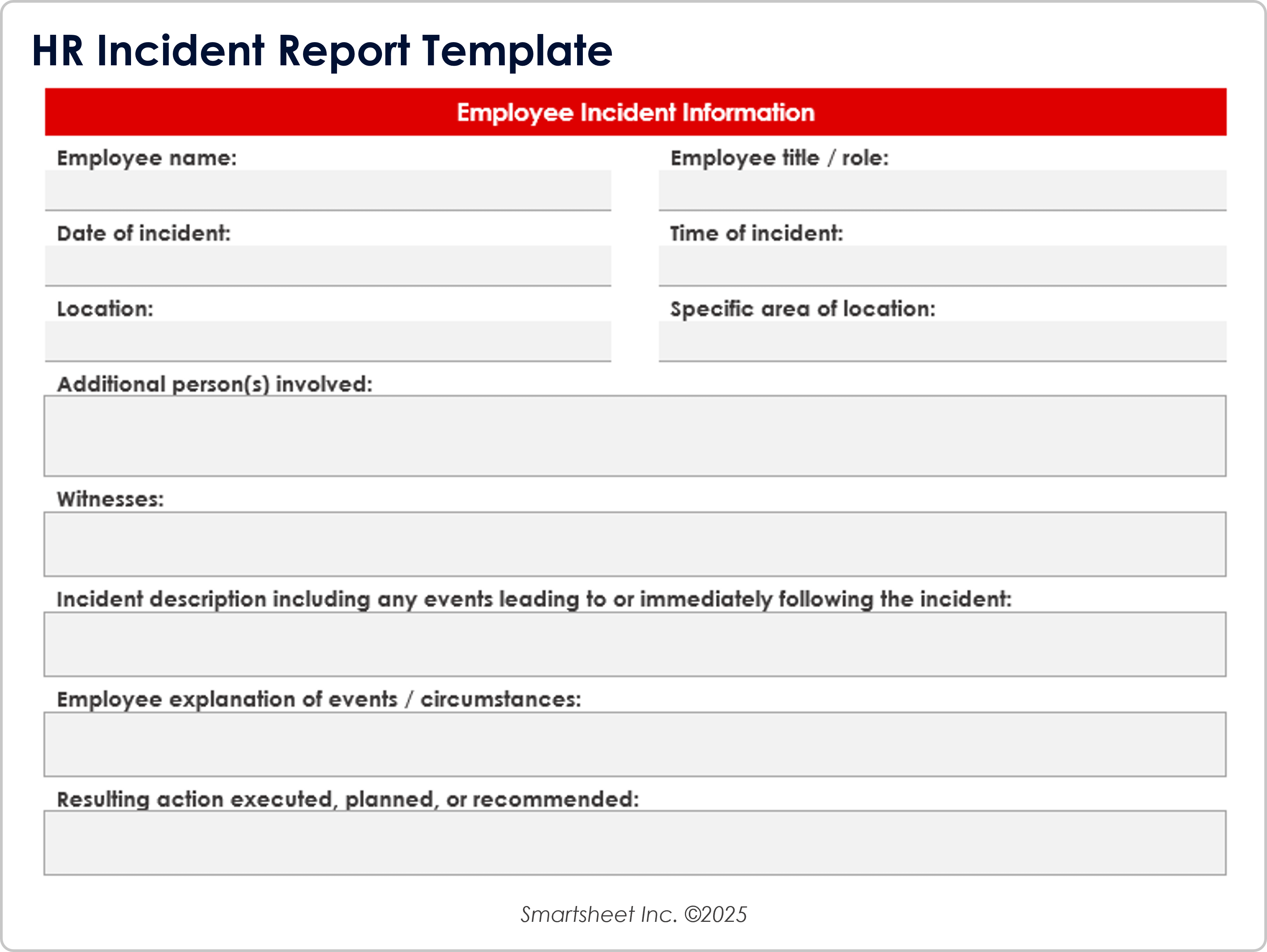 HR Incident Report Template