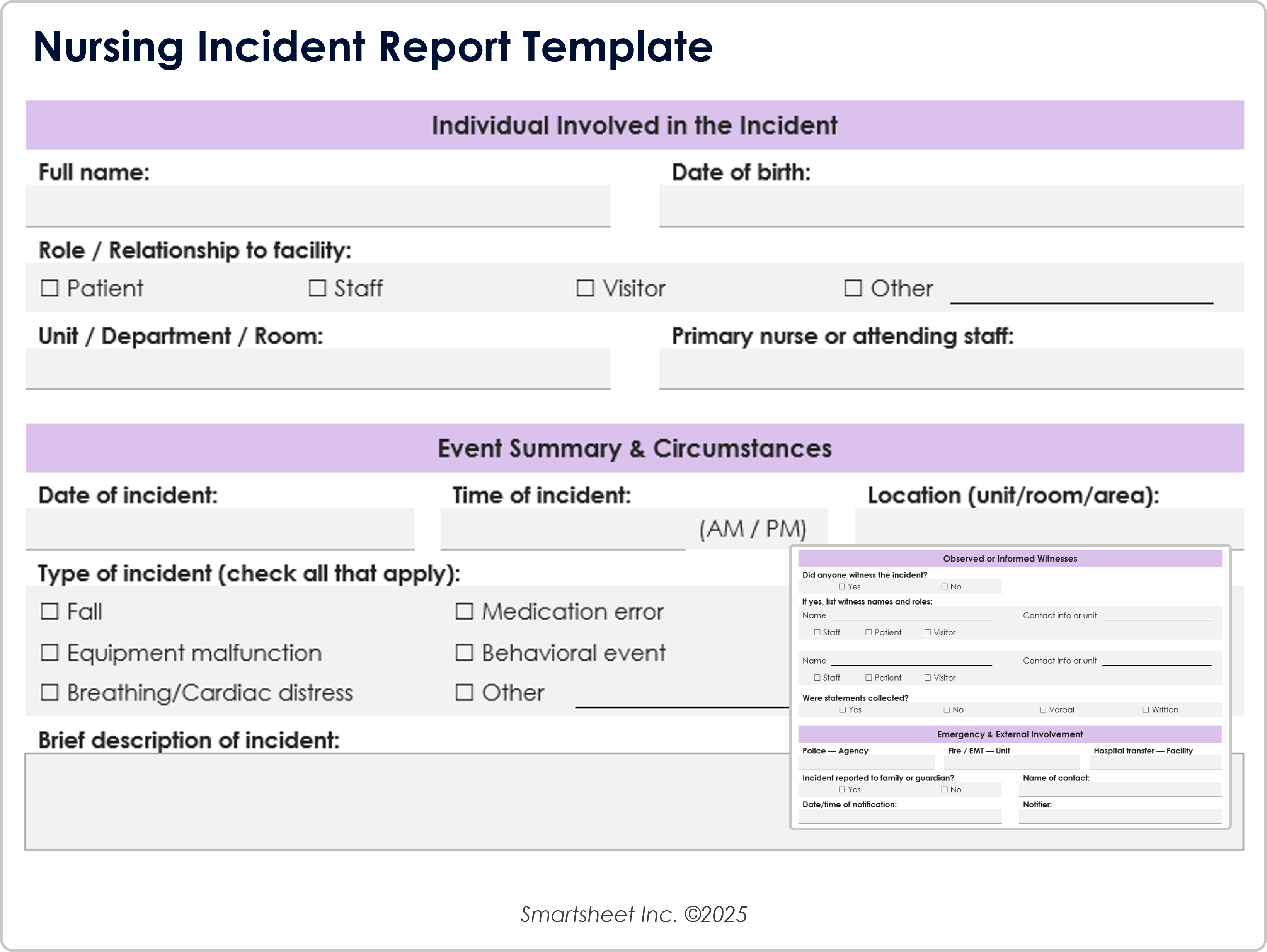 Nursing Incident Report Template