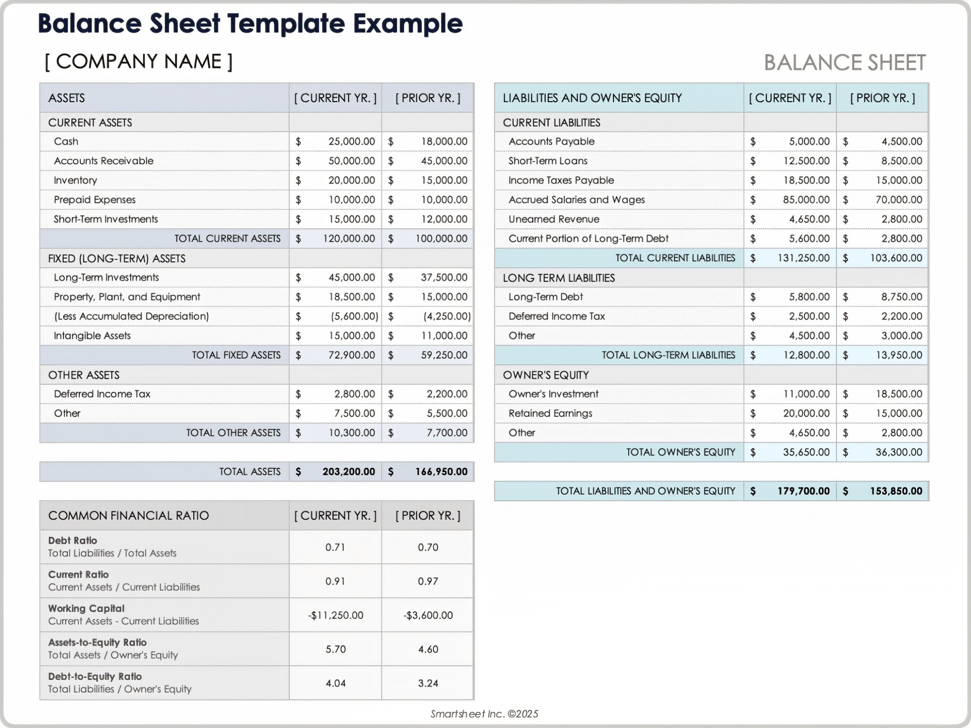 Balance Sheet Template 12375 Example
