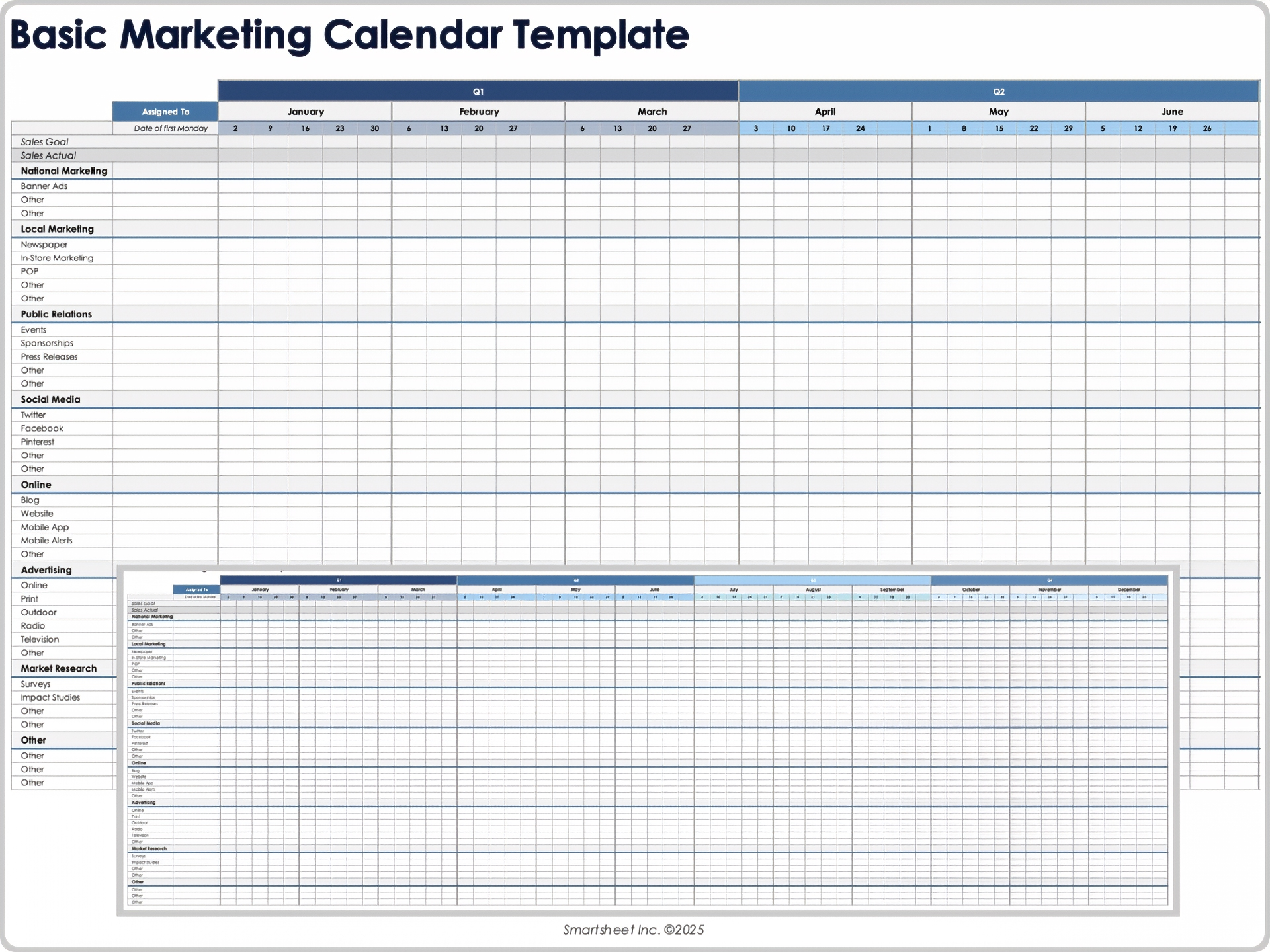 Basic Marketing Calendar Template