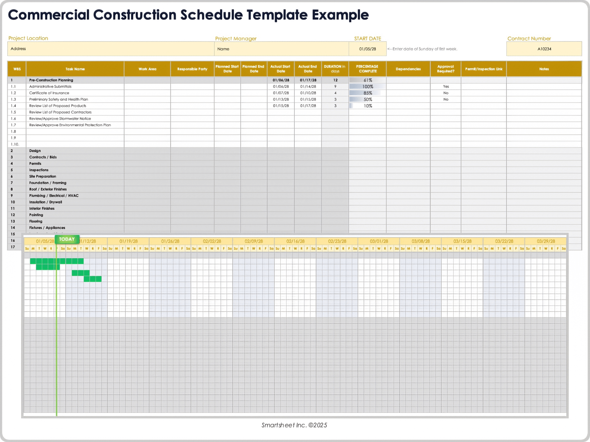 Commercial Construction Schedule Template 10669 Example