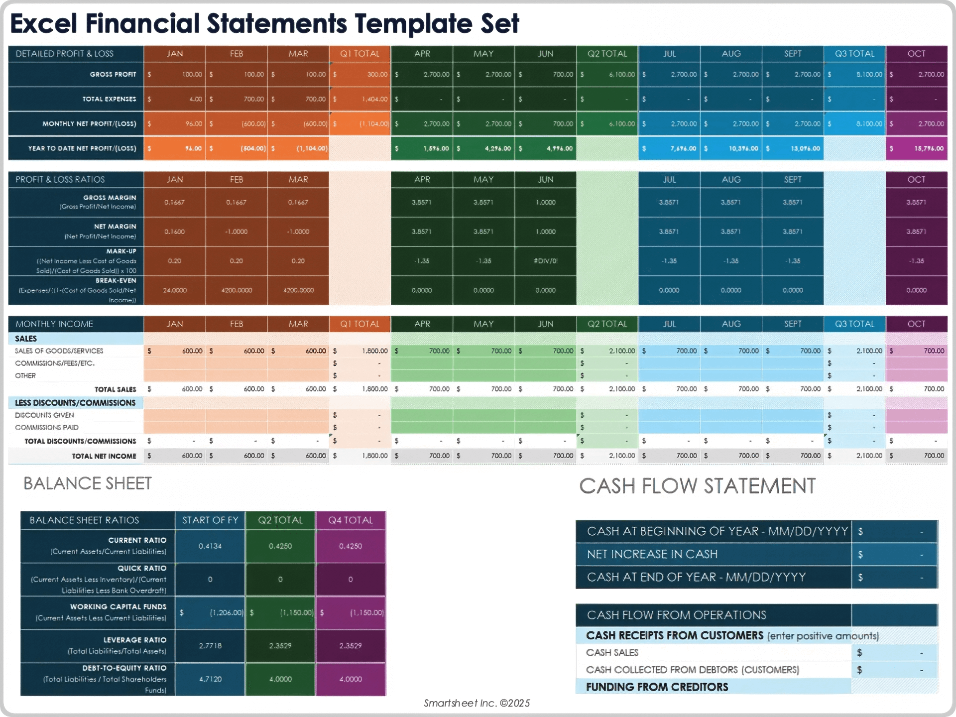 Excel Financial Statements Template Set 12375