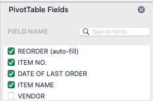 Excel Inventory Stock Control Template Pivot Table Select Pivot Table Fields