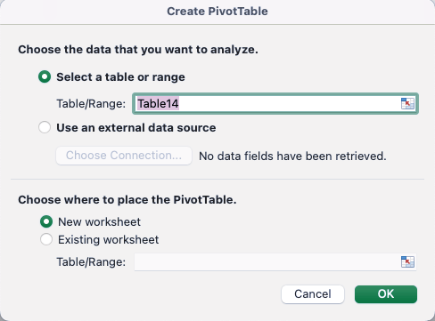 Excel Inventory Stock Control Template Pivot Table Select Table Or Range And New Worksheet