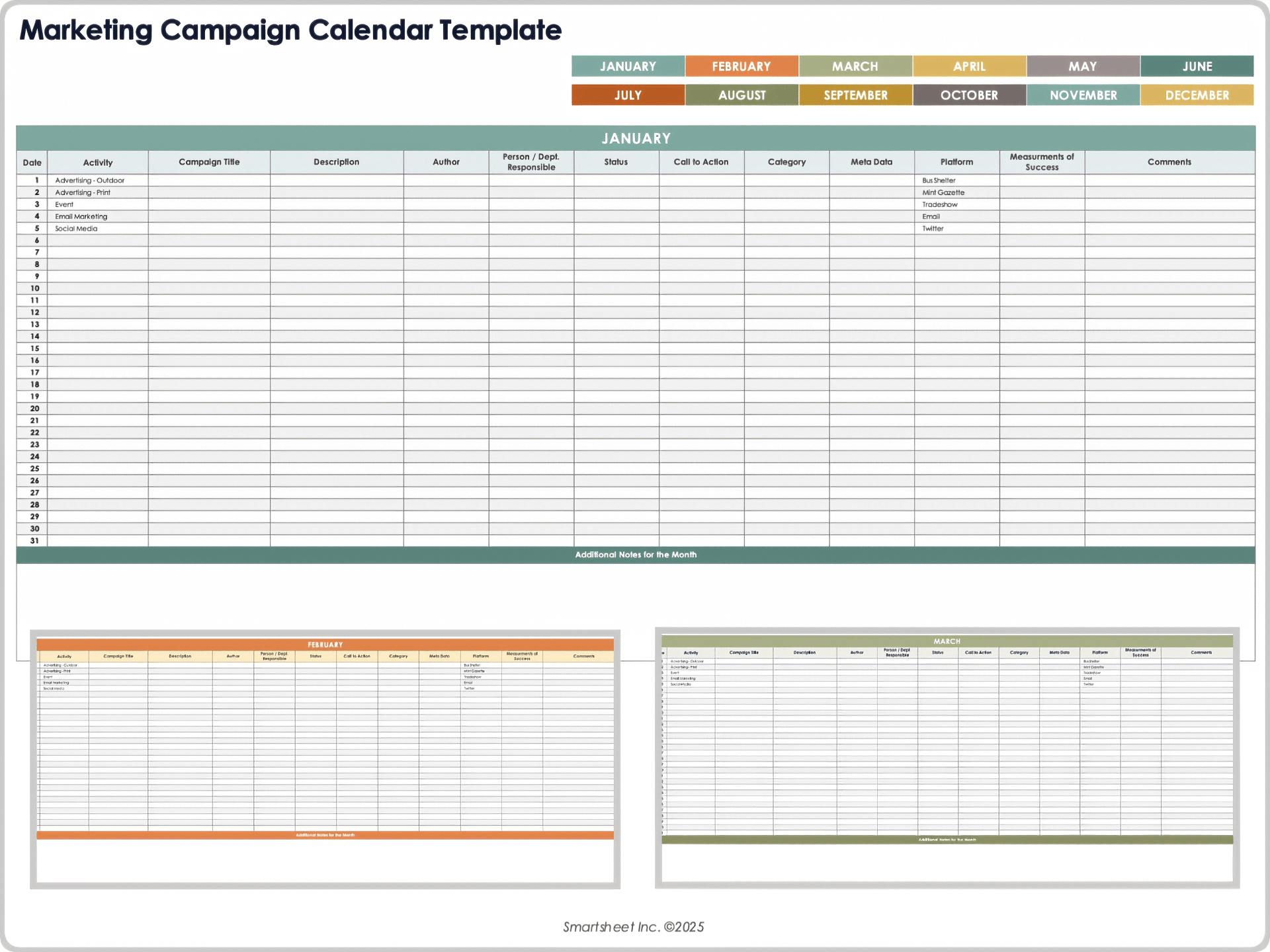 Marketing Campaign Calendar Template