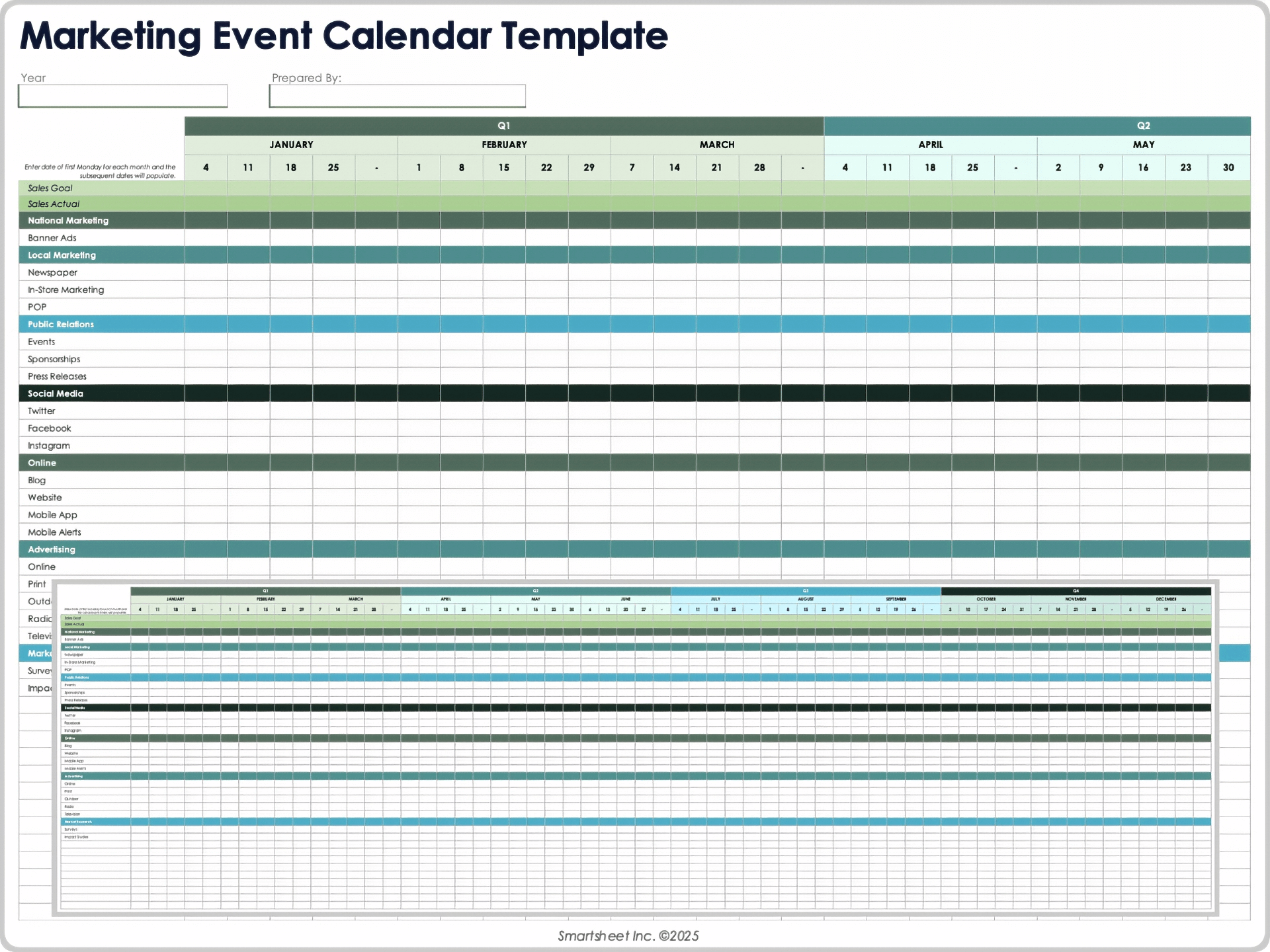 IC Marketing Event Calendar Template