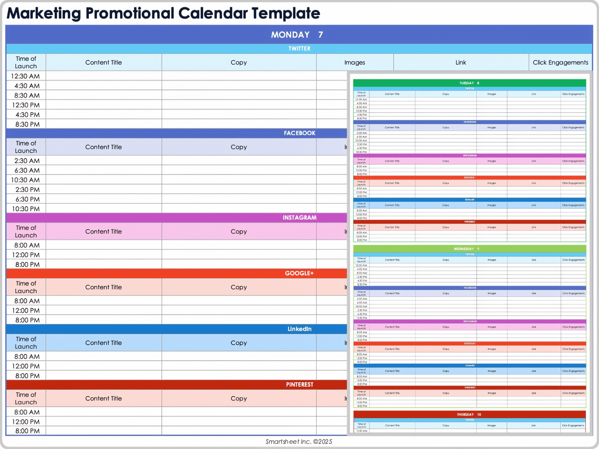 Marketing Promotional Calendar Template