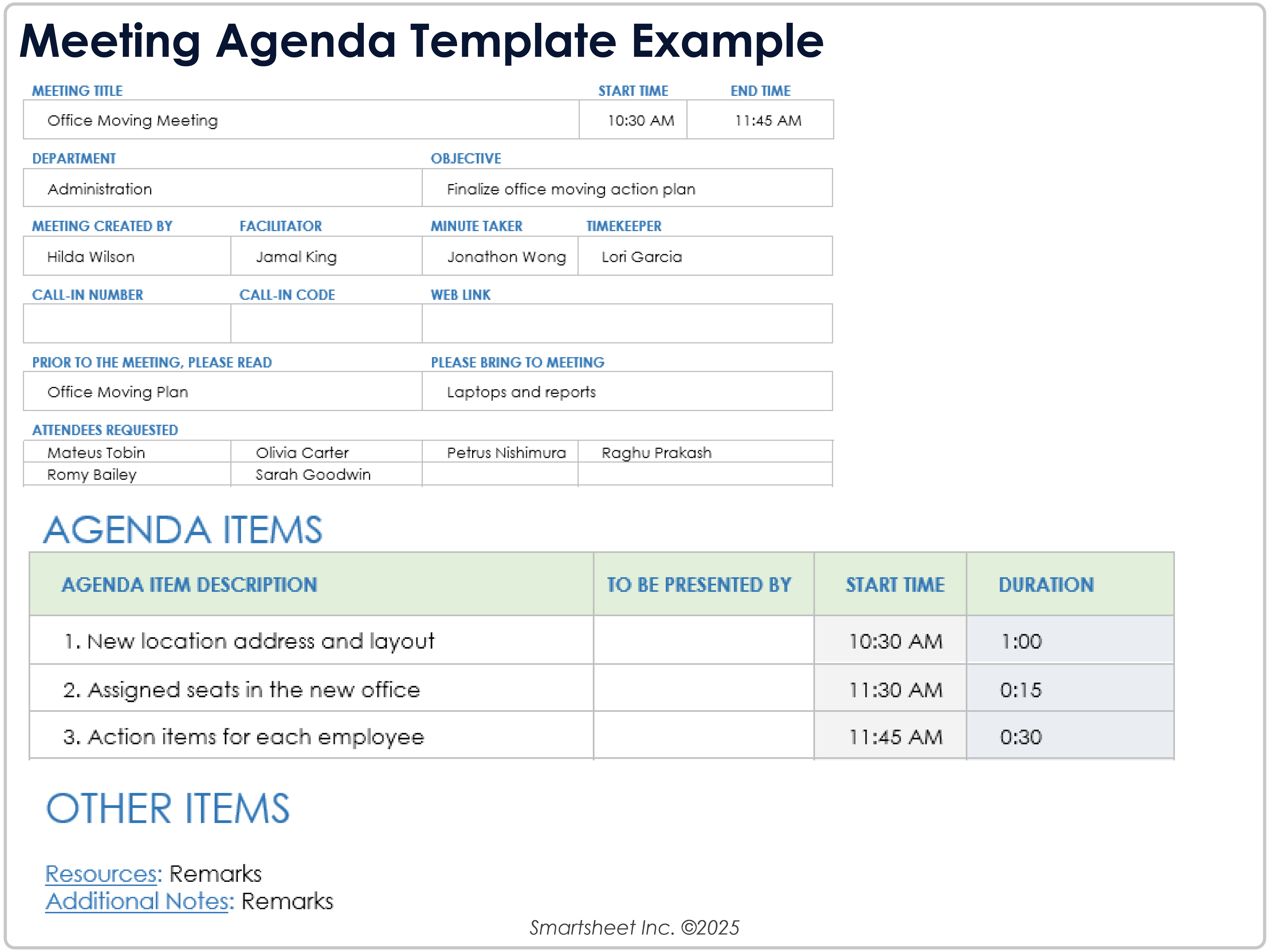 Meeting Agenda Template Example 8781