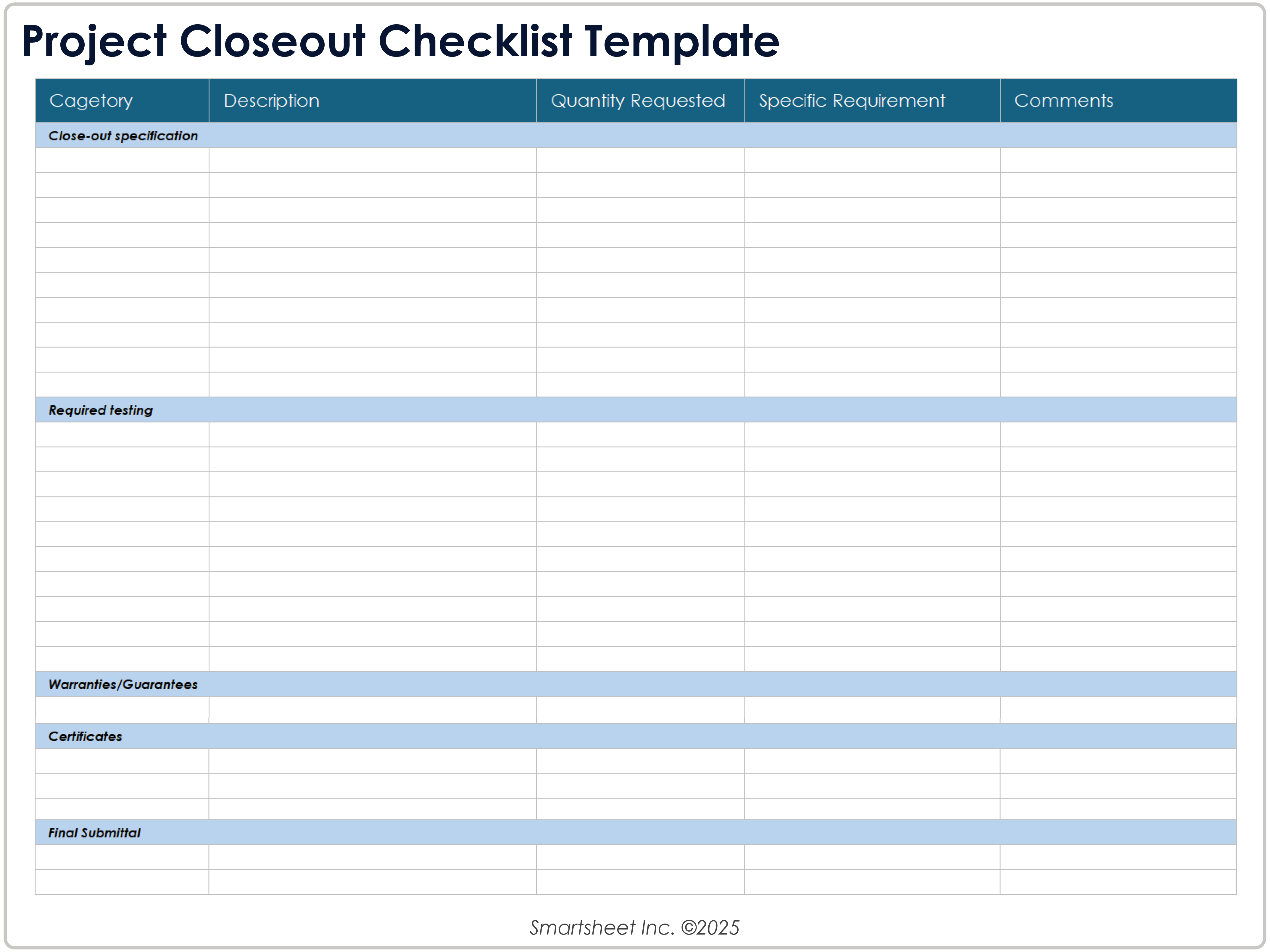 Project Closeout Checklist Template