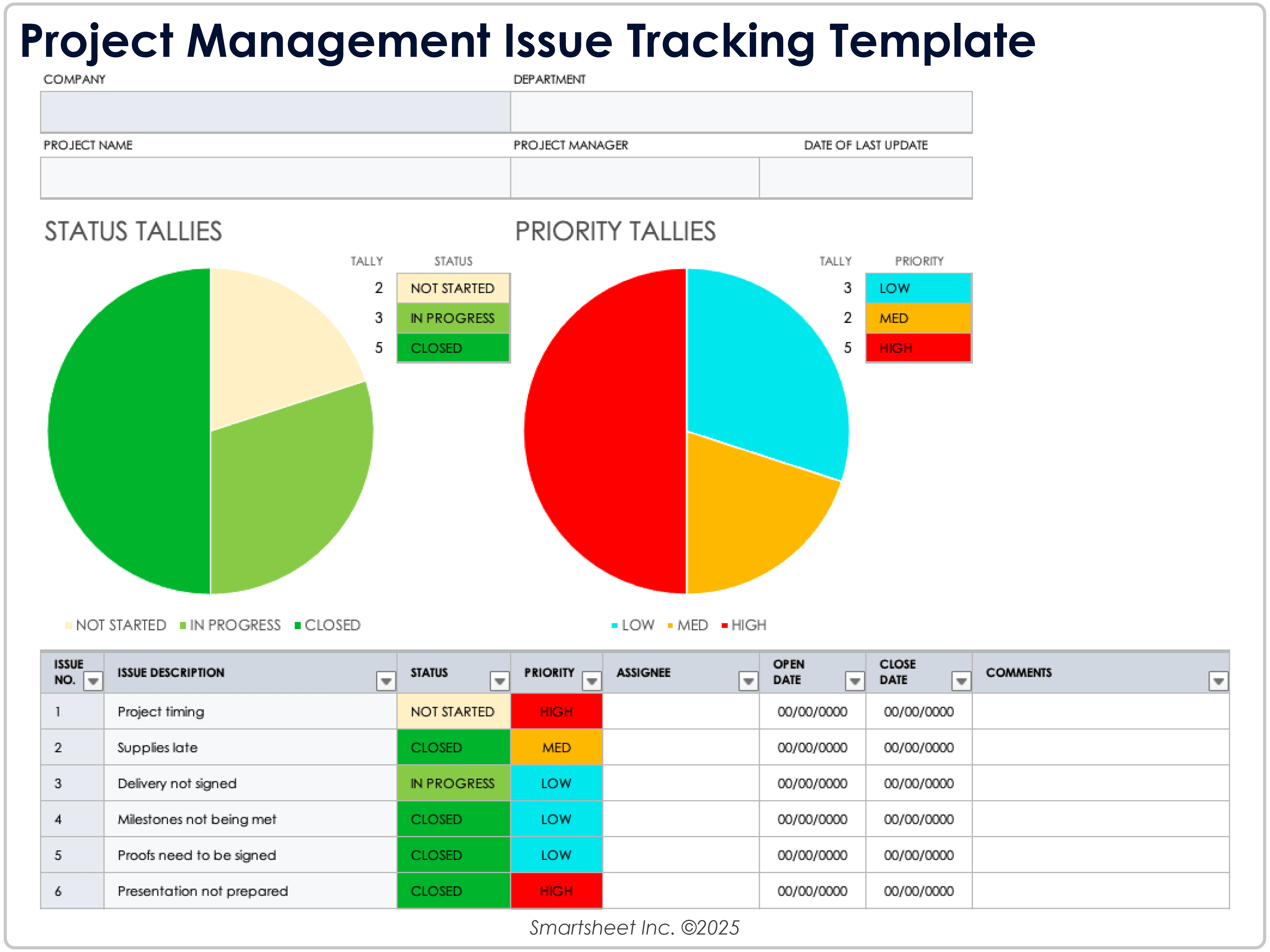 Project Management Issue Tracking Template 11440