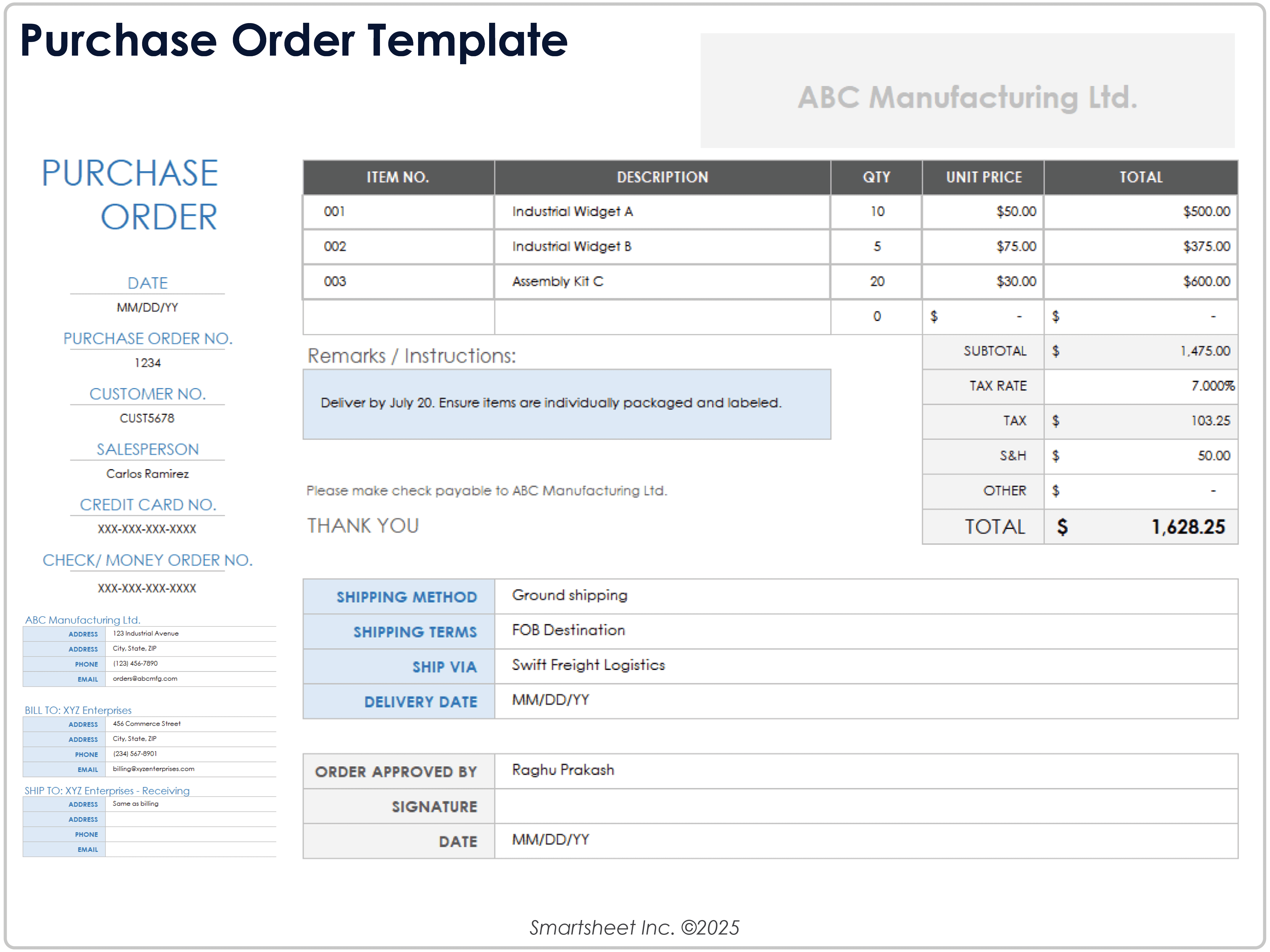 Purchase Order Template 8781
