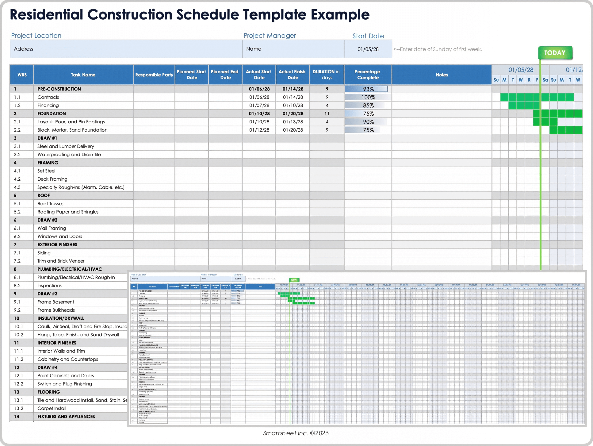 Residential Construction Schedule Template 10669 Example