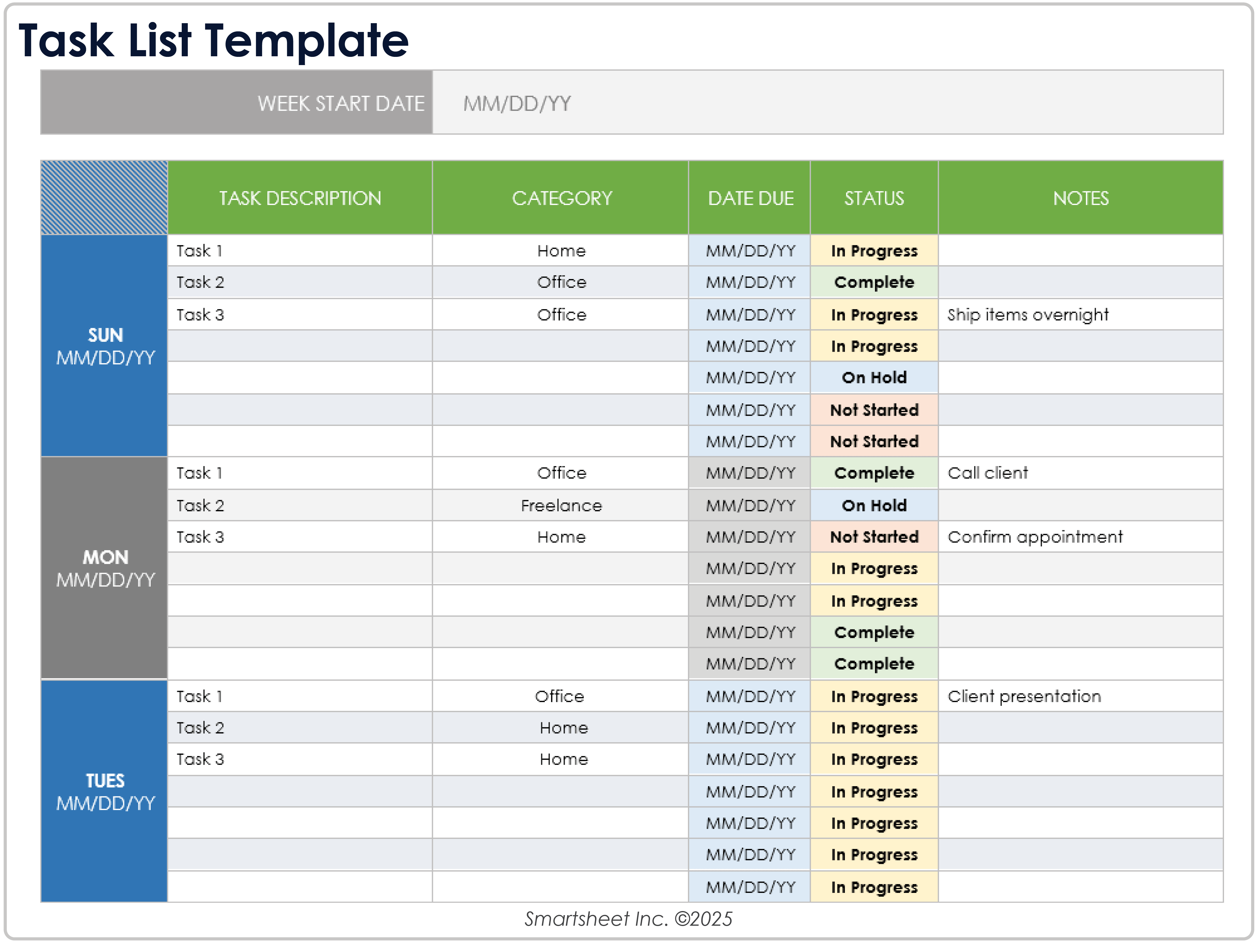 Task List Template 8781
