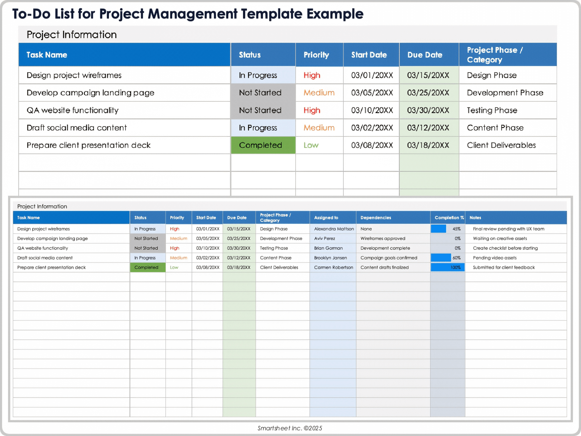To-Do List for Project Management Template Example