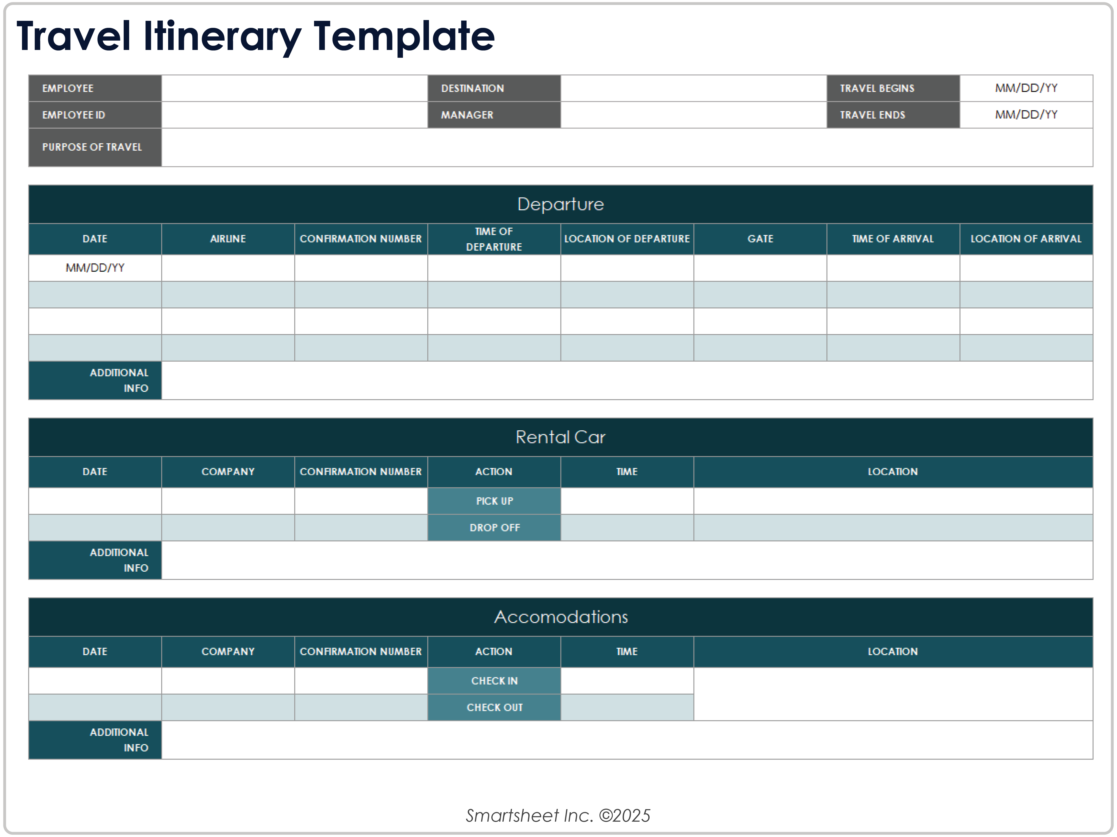 Travel itinerary Template 8781
