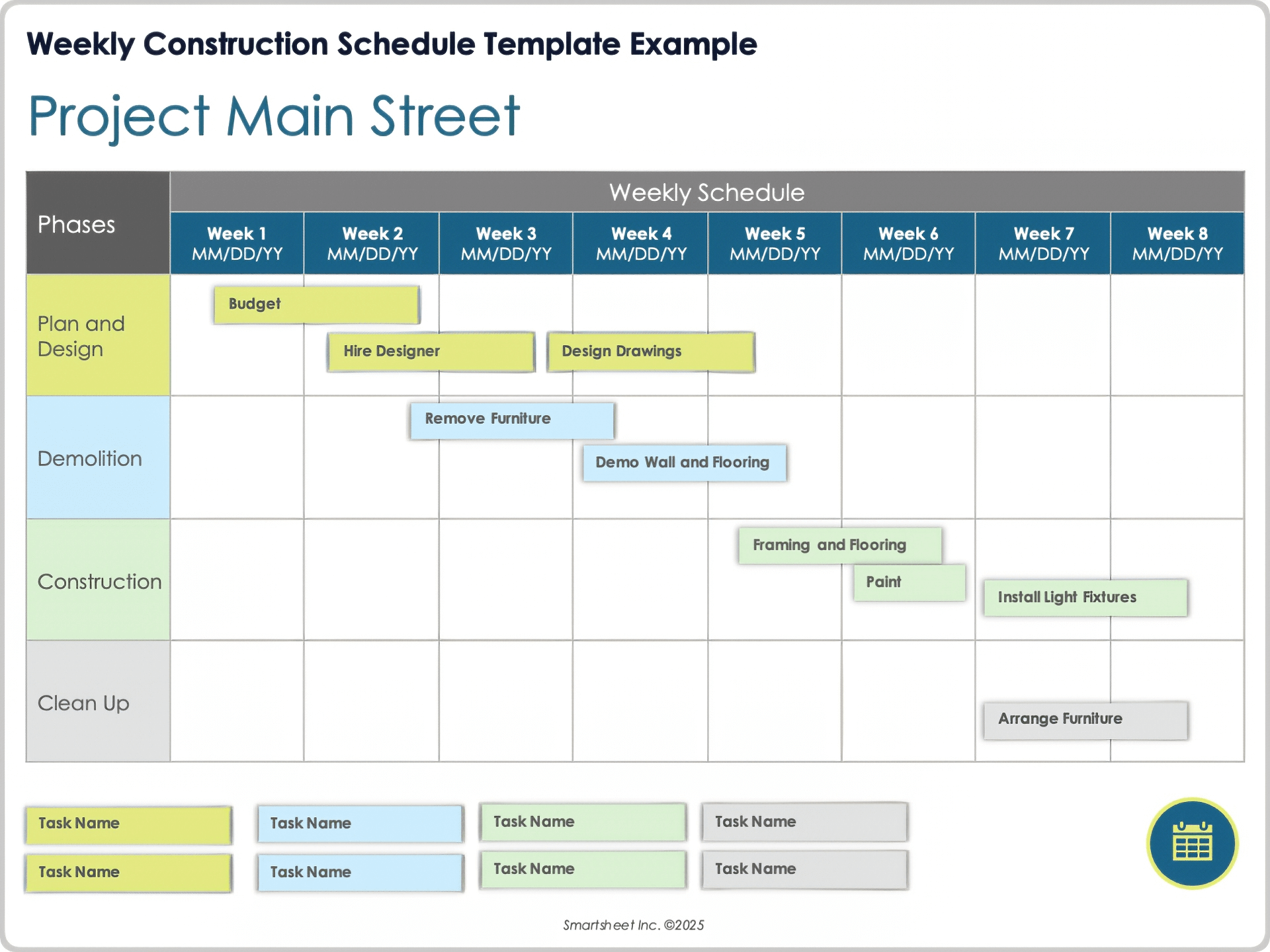 Weekly Construction Schedule Template Example 10669