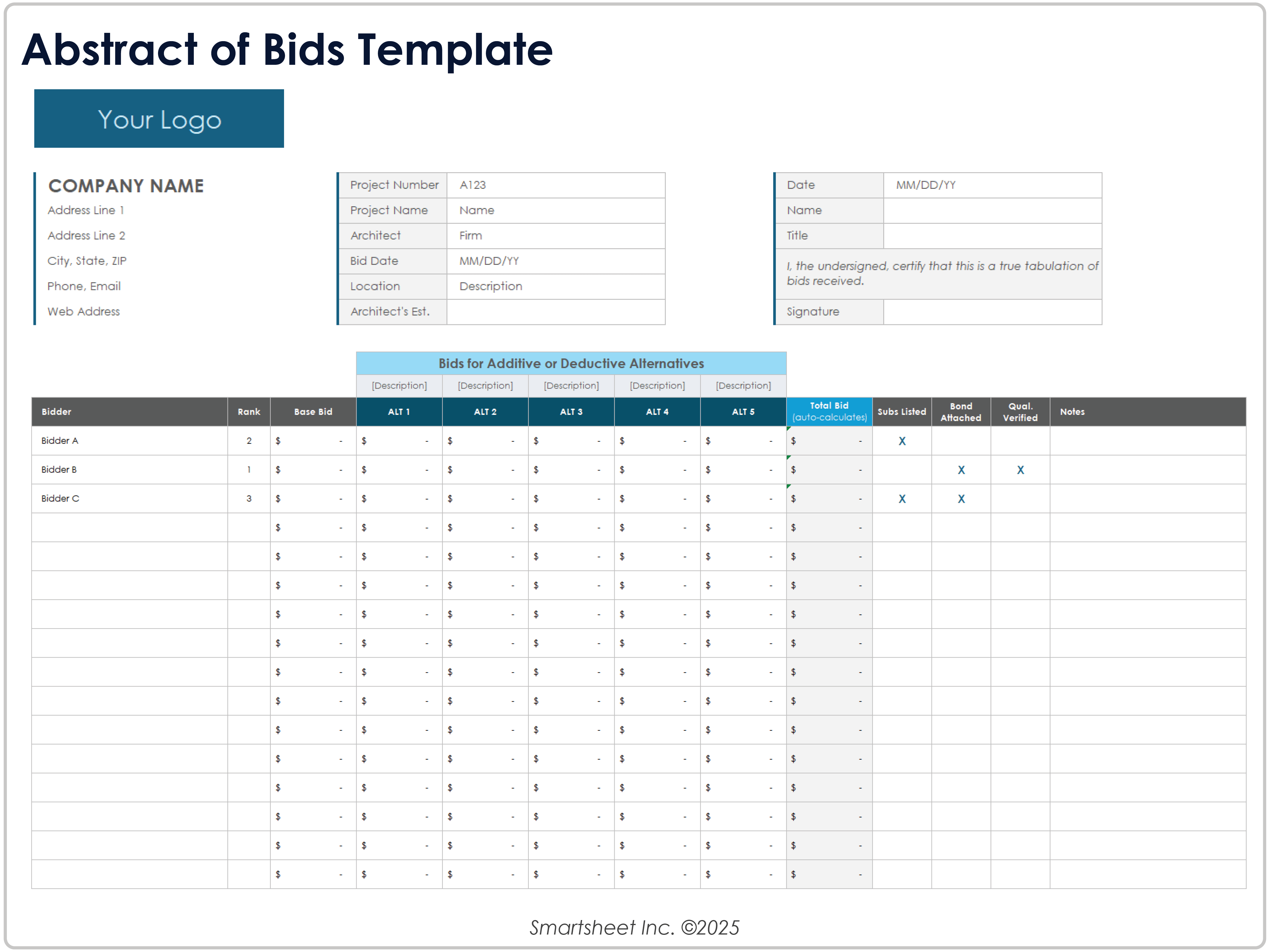 Abstract of Bids 10670 Template