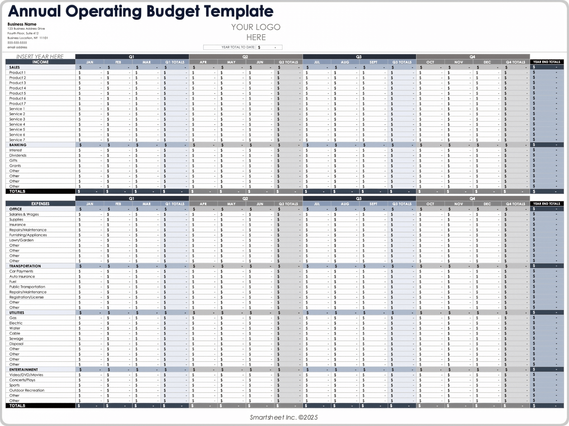 Annual Operating Budget Template 10950