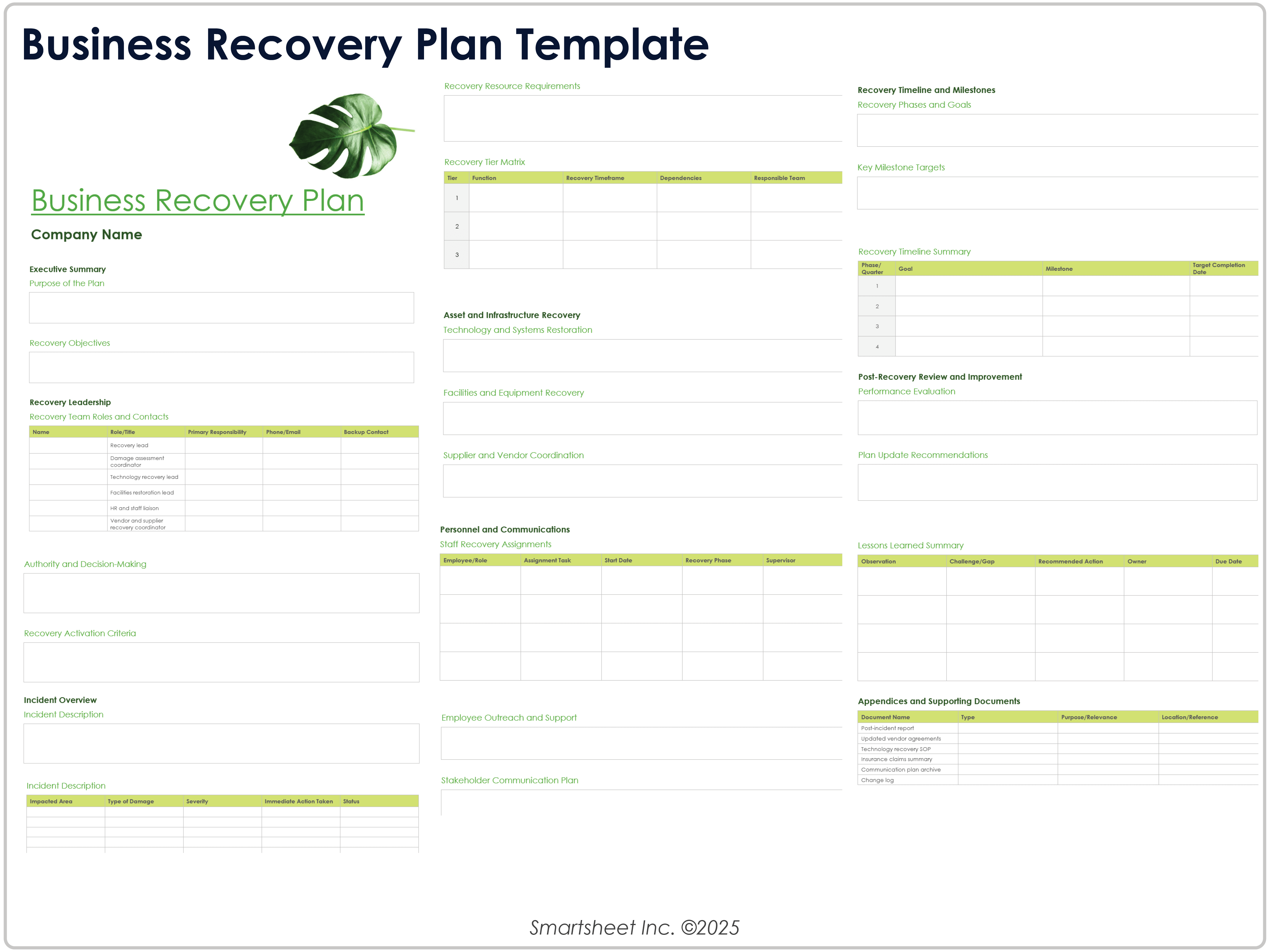 Business Recovery Plan Template