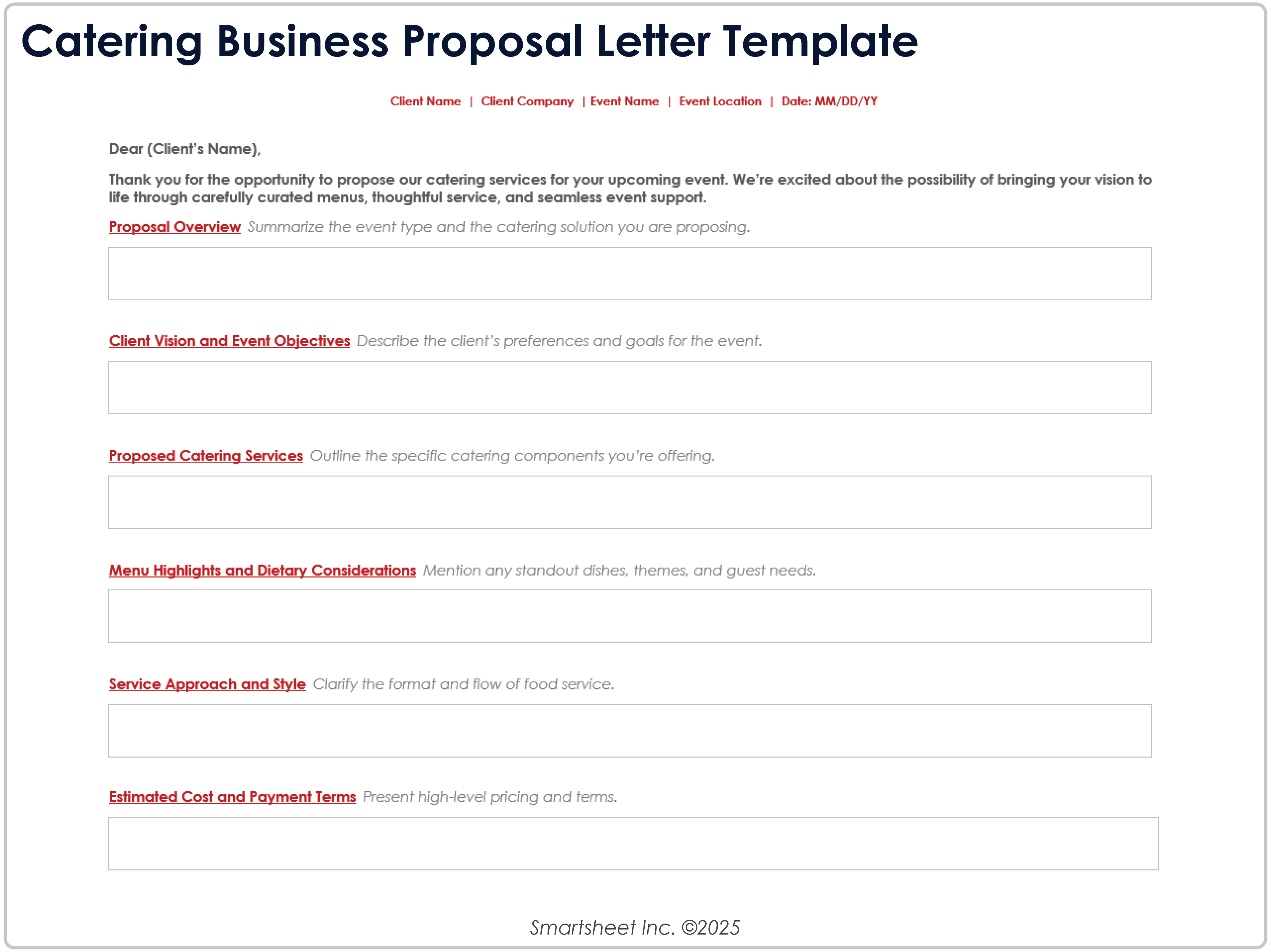 Catering Business Proposal Letter 12385 Template