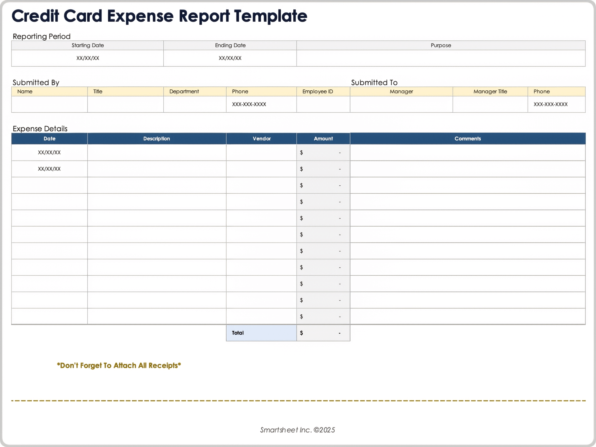 Credit Card Expense Report Template