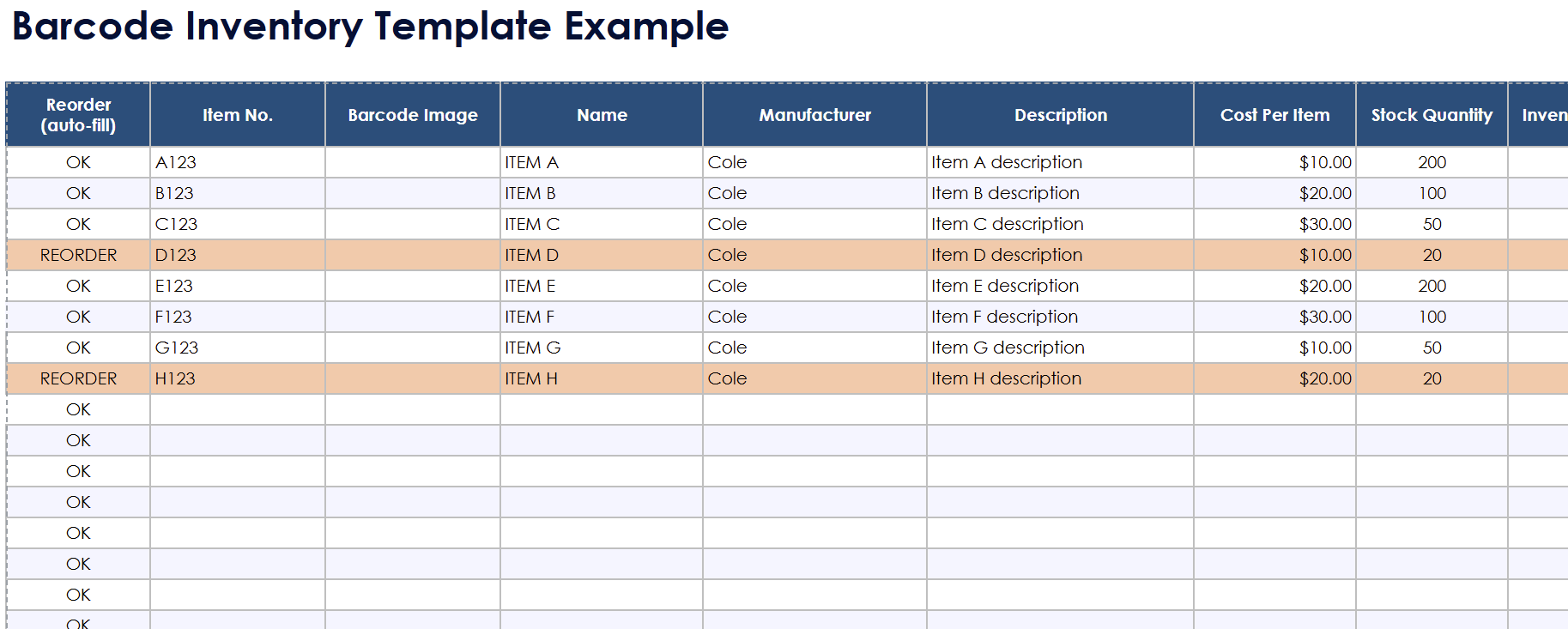Google Sheets Inventory Screen 2 c