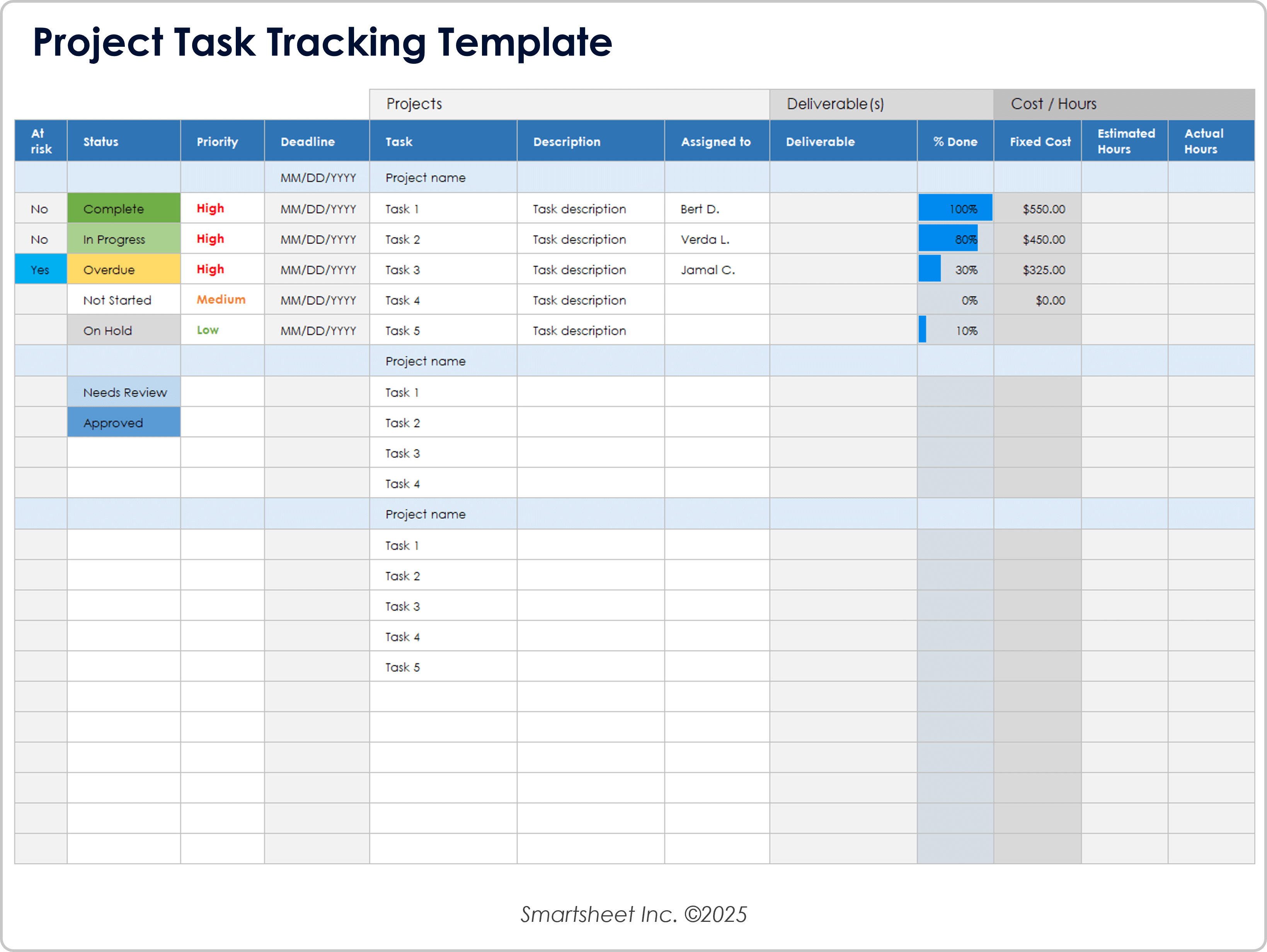 Project Task Tracking Template