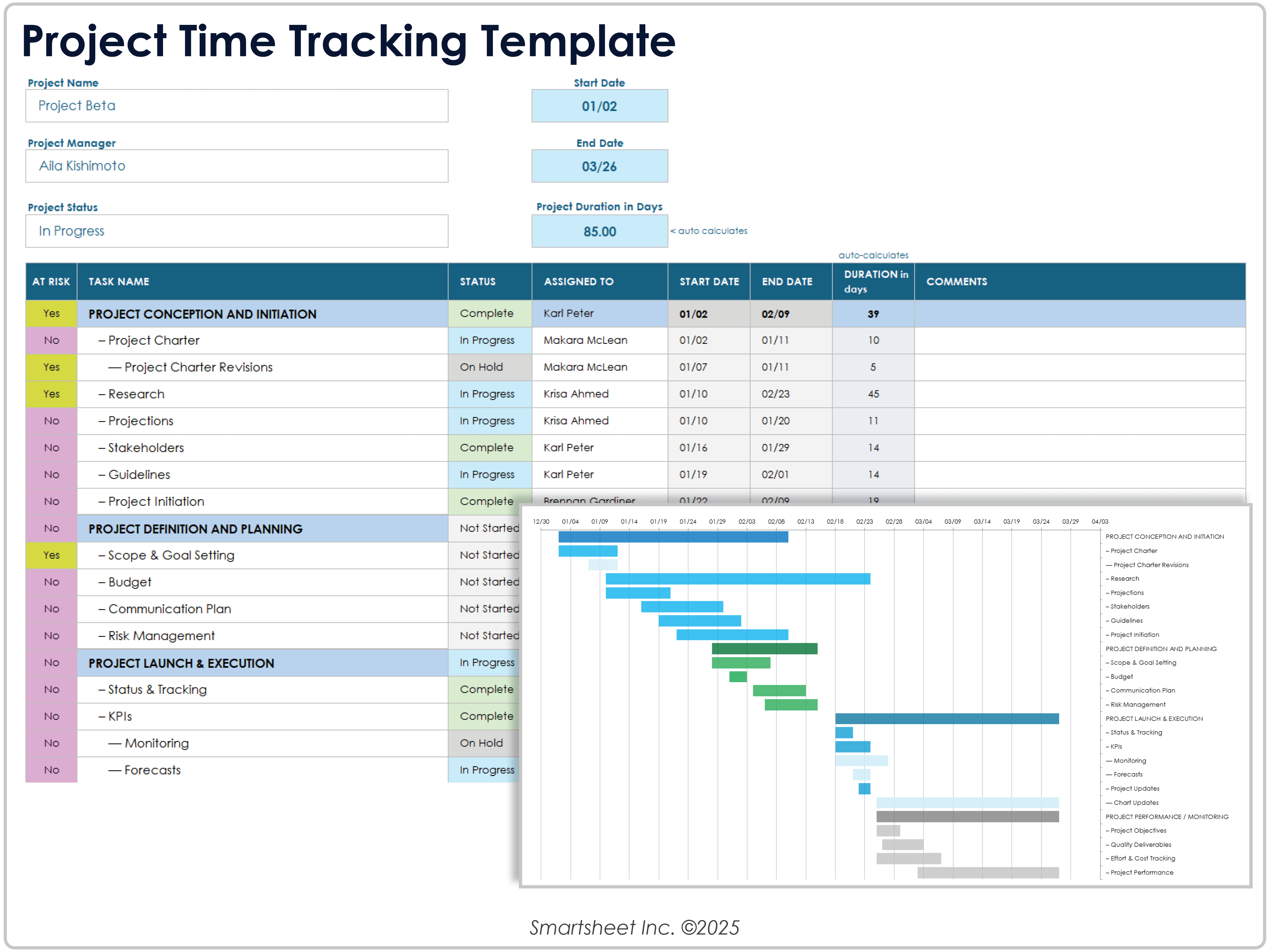 Project Time Tracking Template