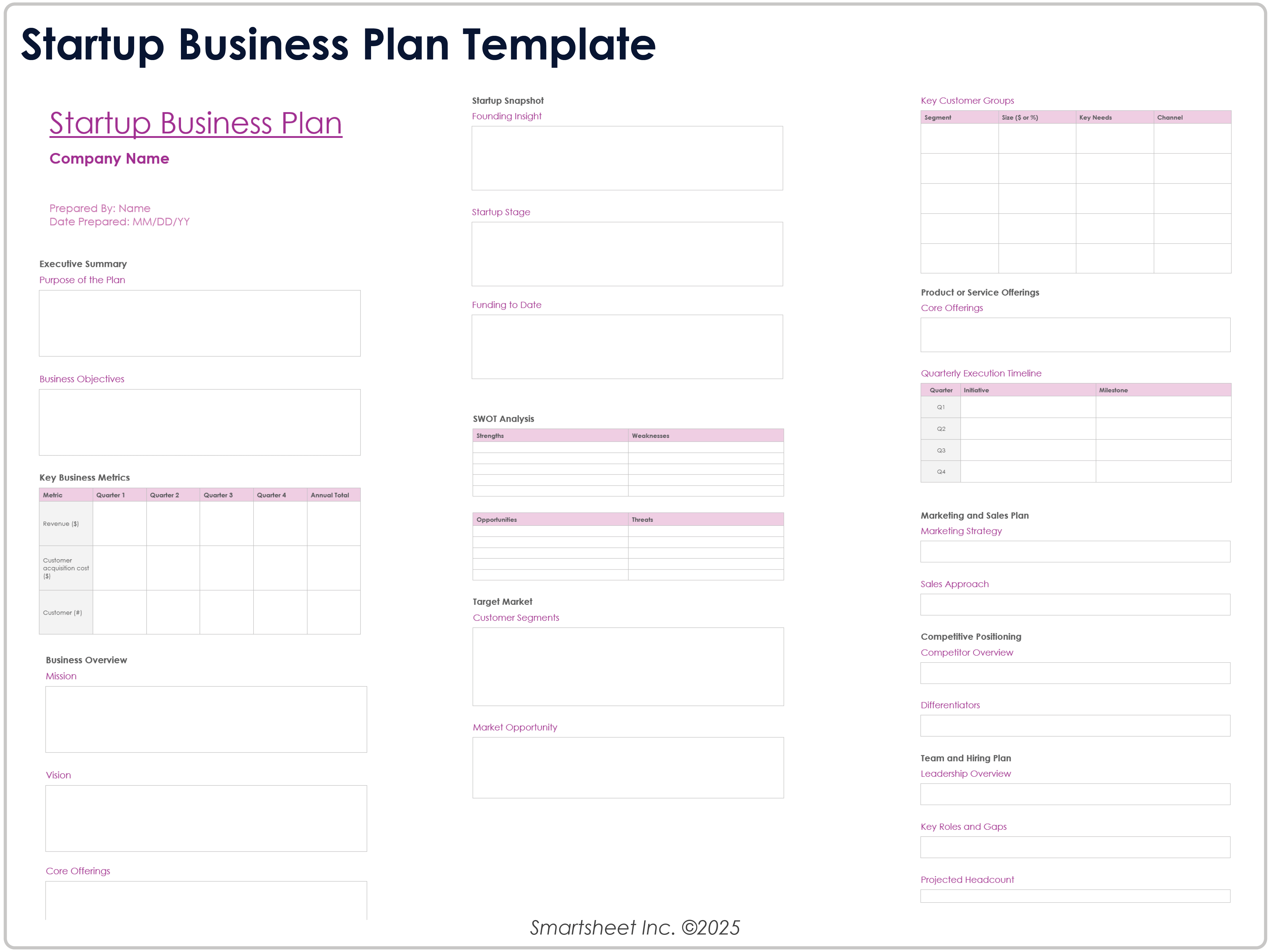 Startup Business Plan Template